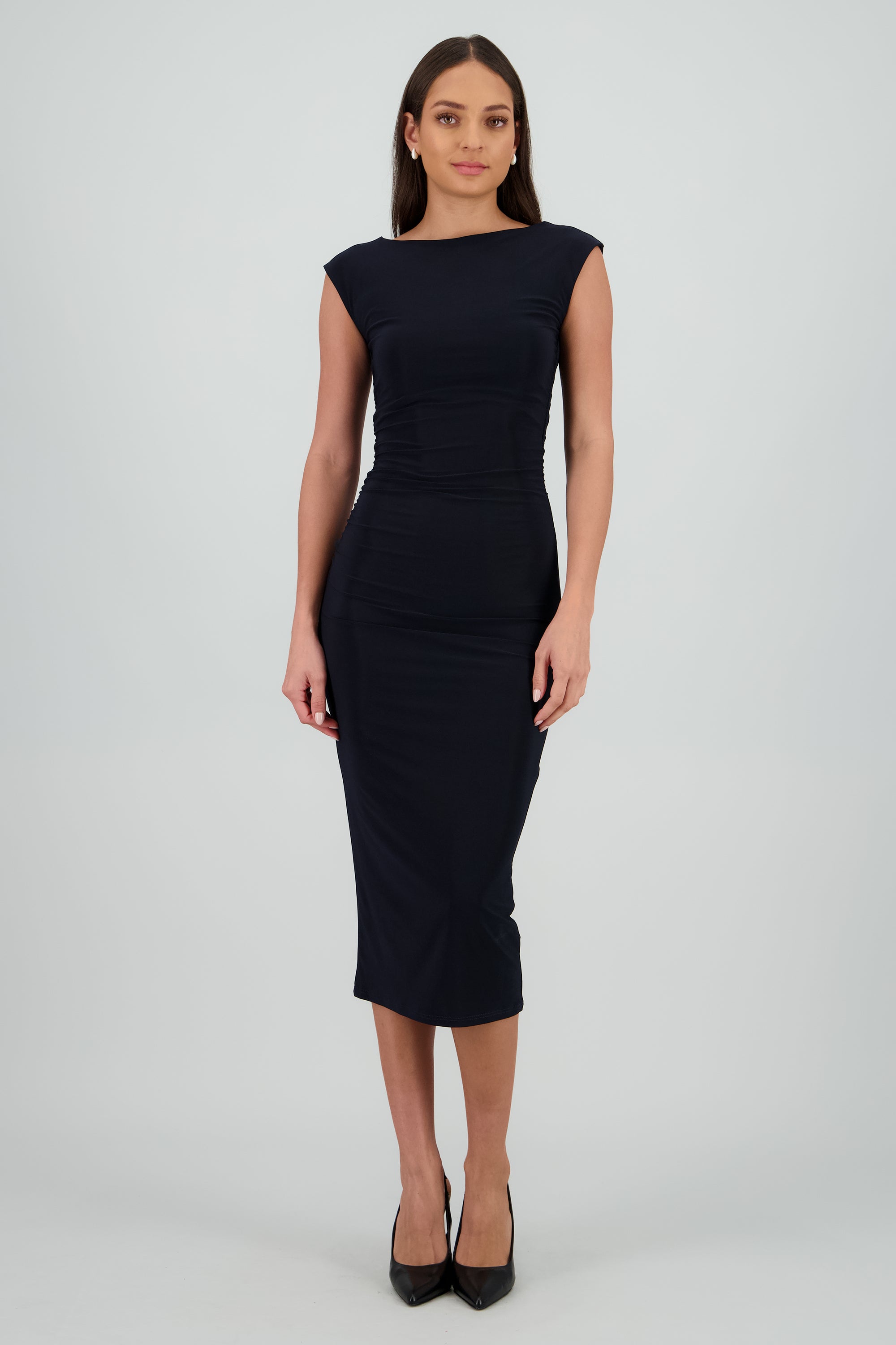 Vestido drapeado sin mangas MARINO