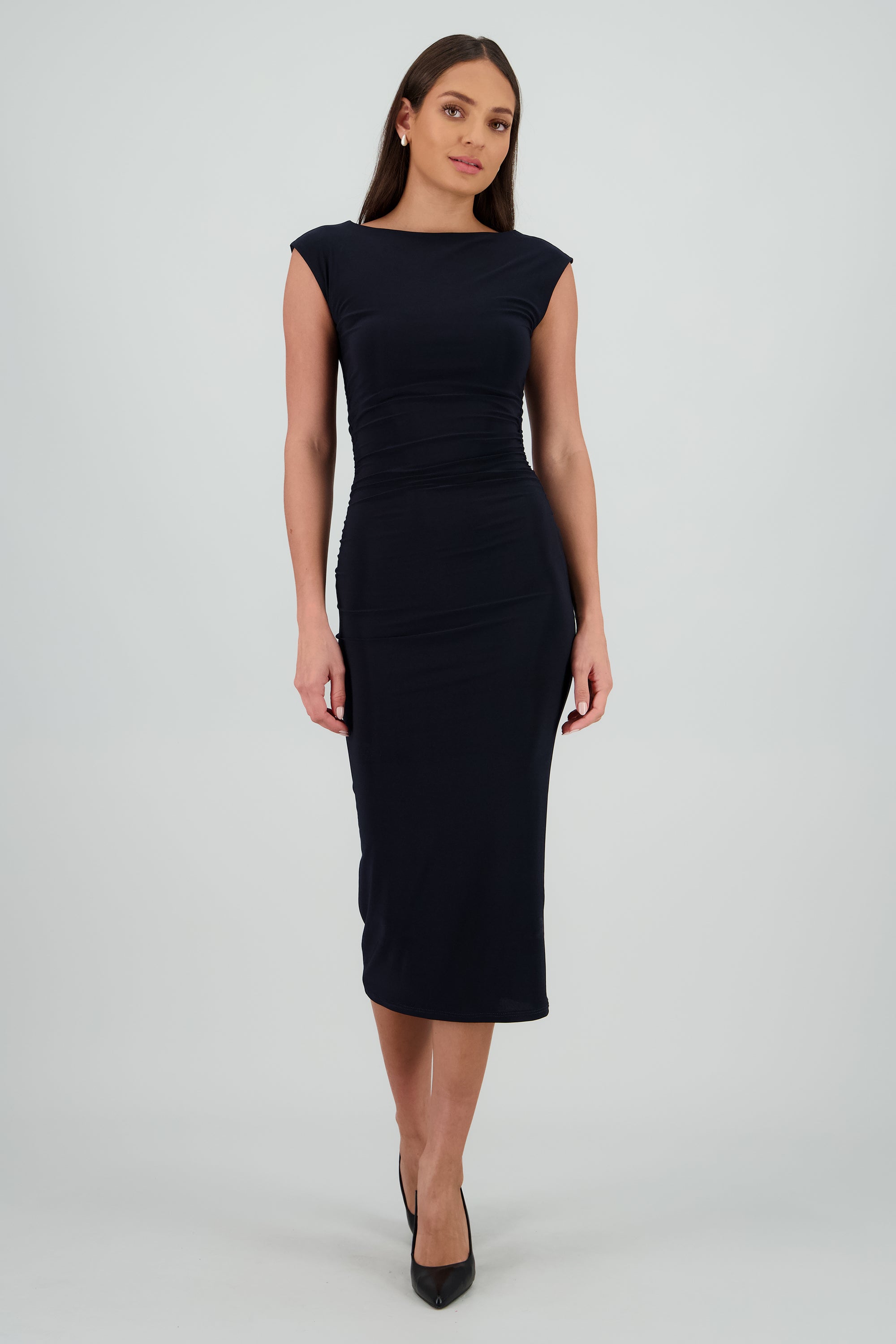 Vestido drapeado sin mangas MARINO