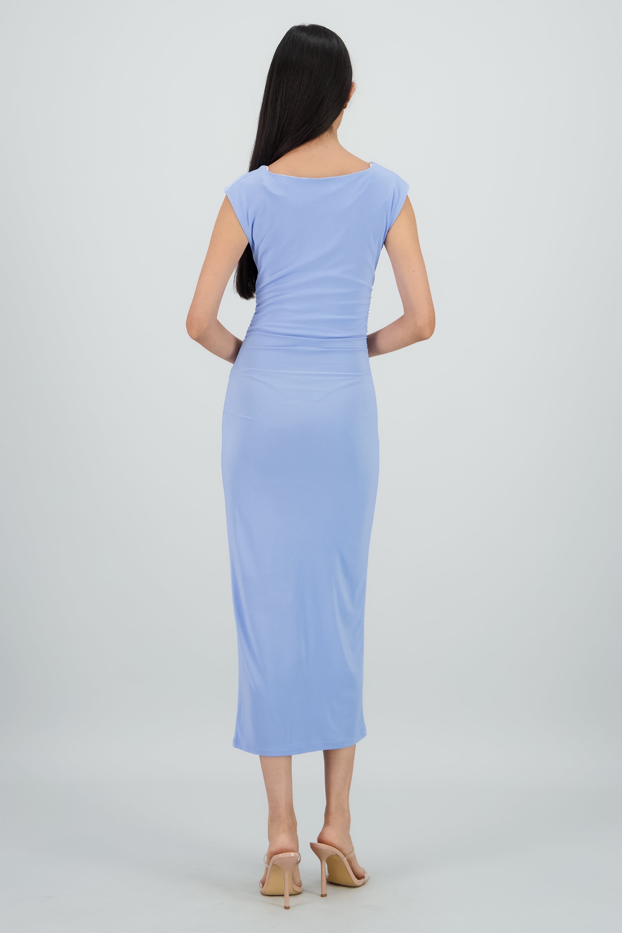 Vestido drapeado sin mangas AZUL PASTEL