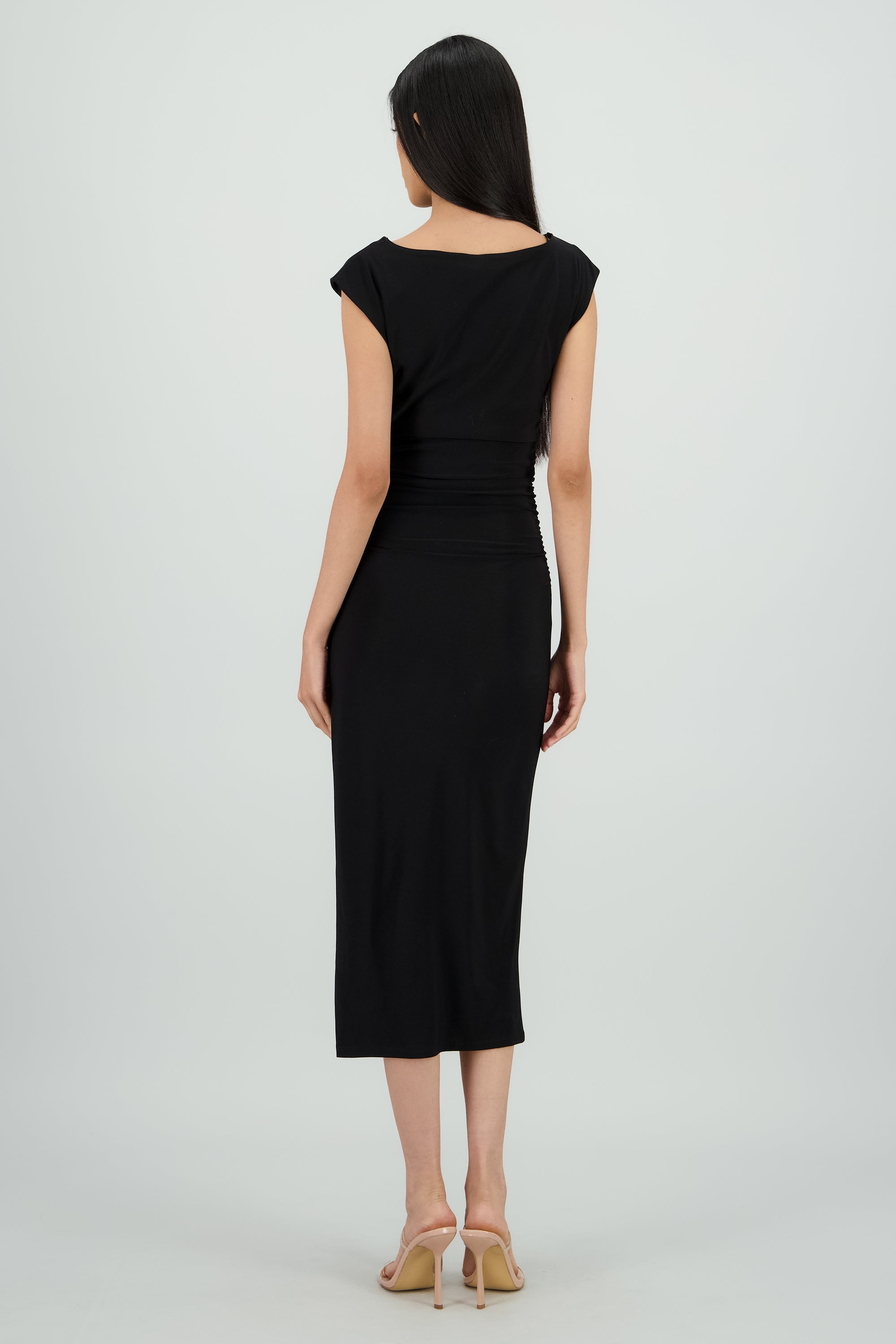 Vestido drapeado sin mangas NEGRO