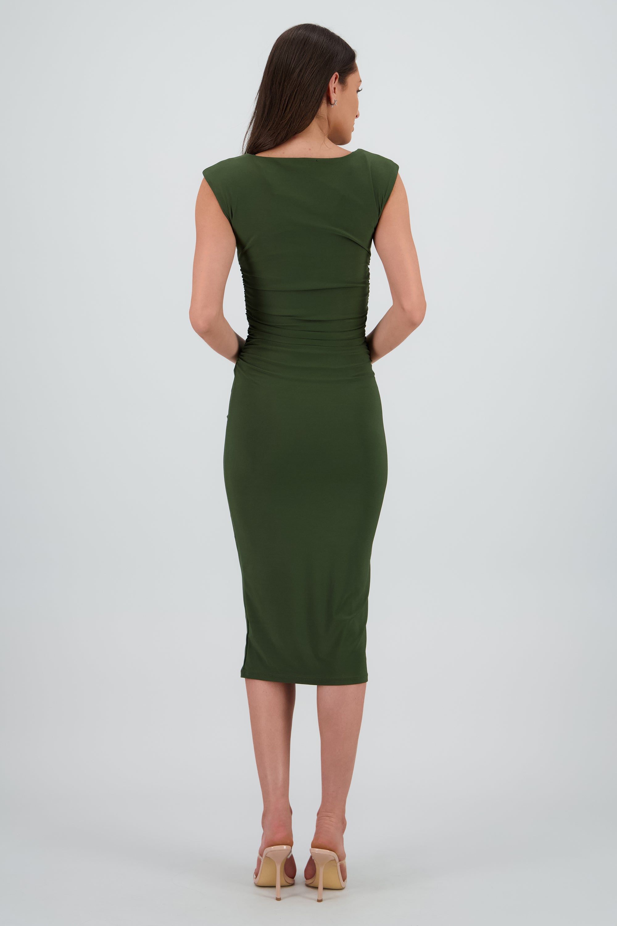 Vestido drapeado sin mangas OLIVO