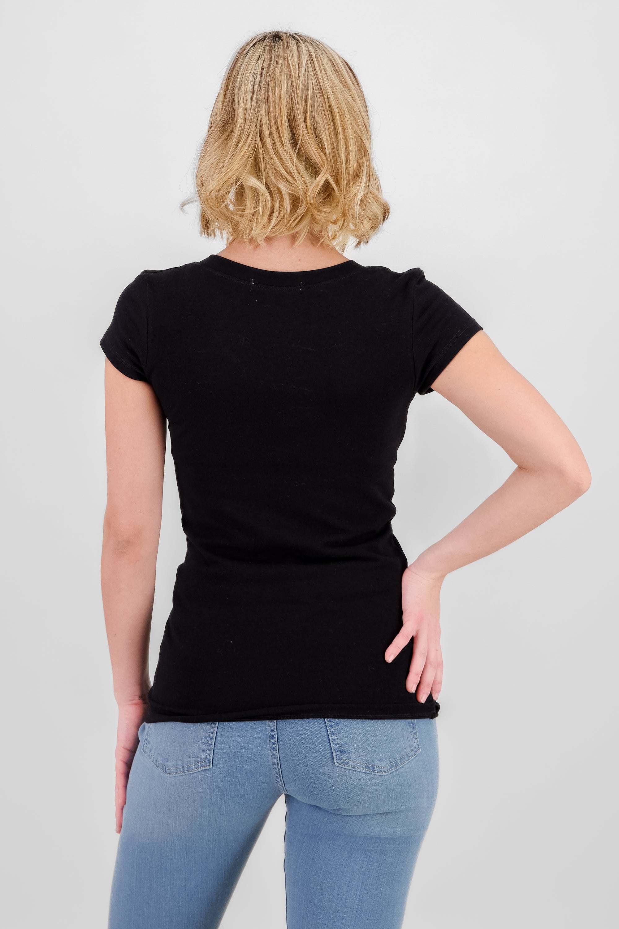 Blusa manga corta solido basicos NEGRO