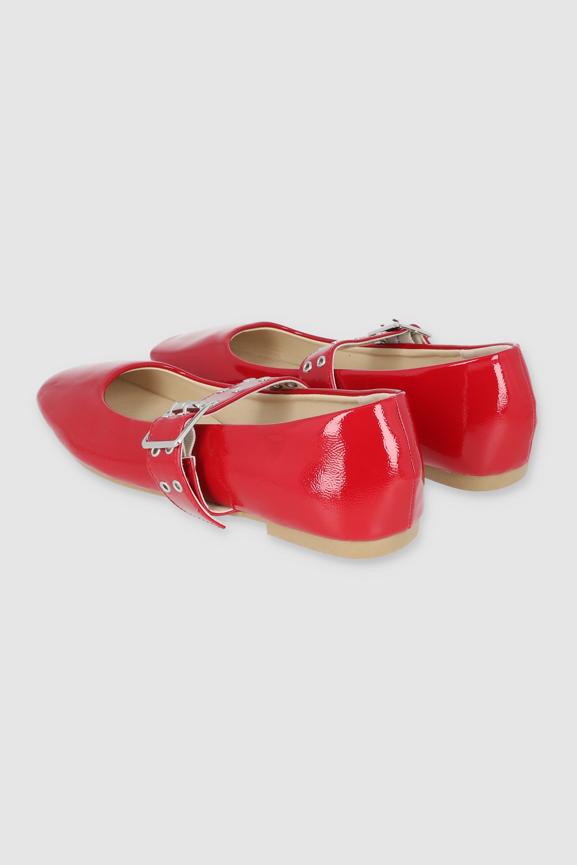Flat mary jane hebilla punta cuadrada ROJO