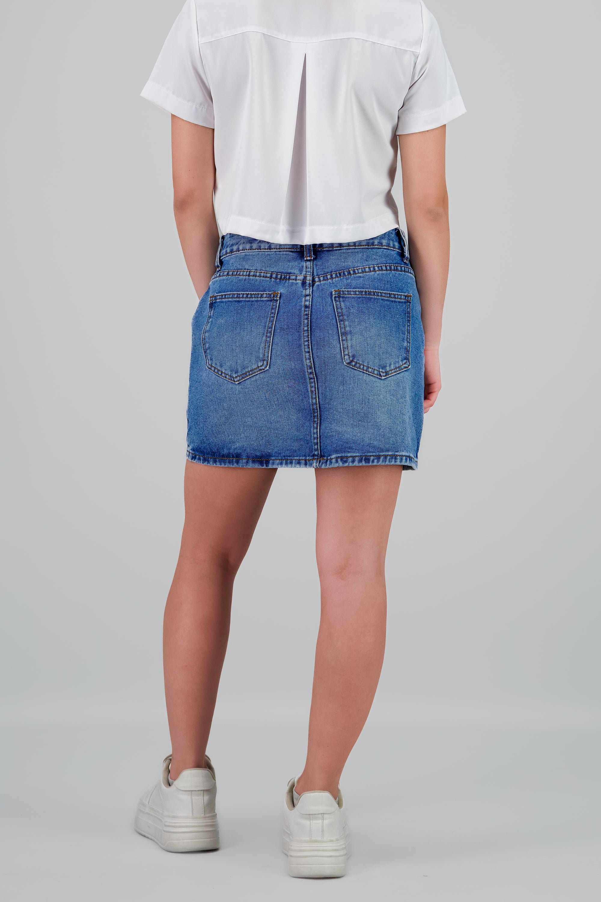 Flda denim mini estoperoles MEDIUM WASH