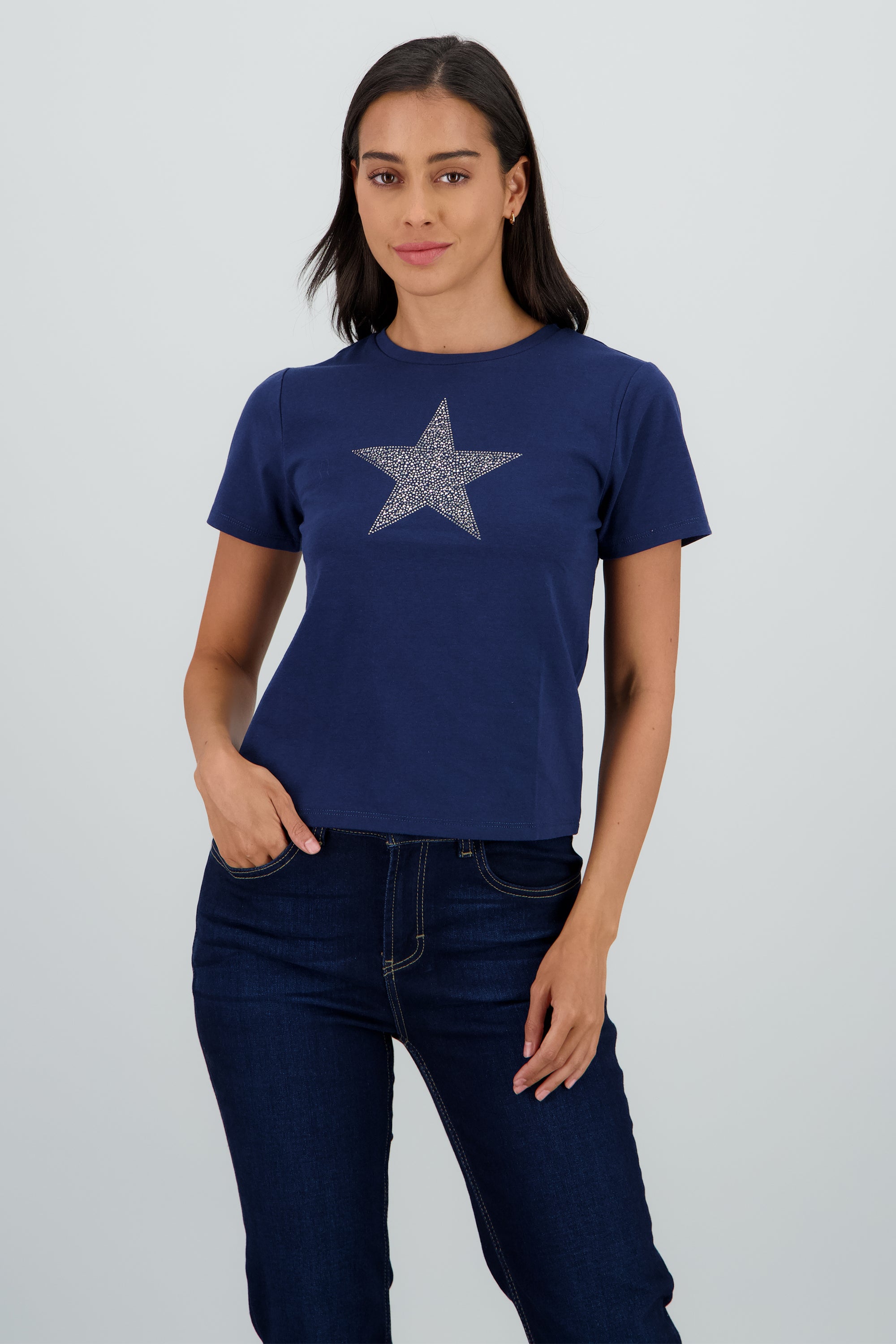 Playera estrella brillos MARINO