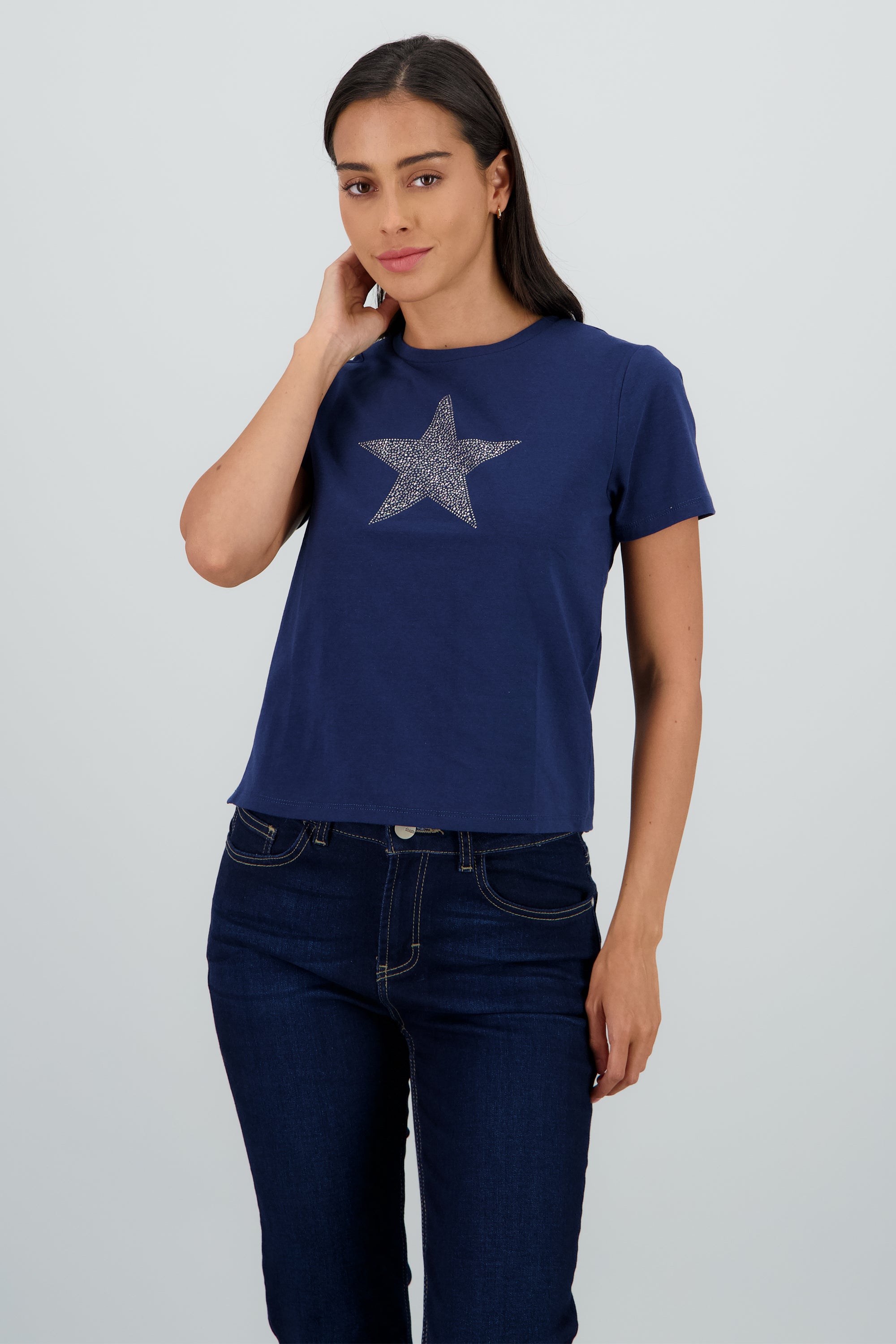 Playera estrella brillos MARINO