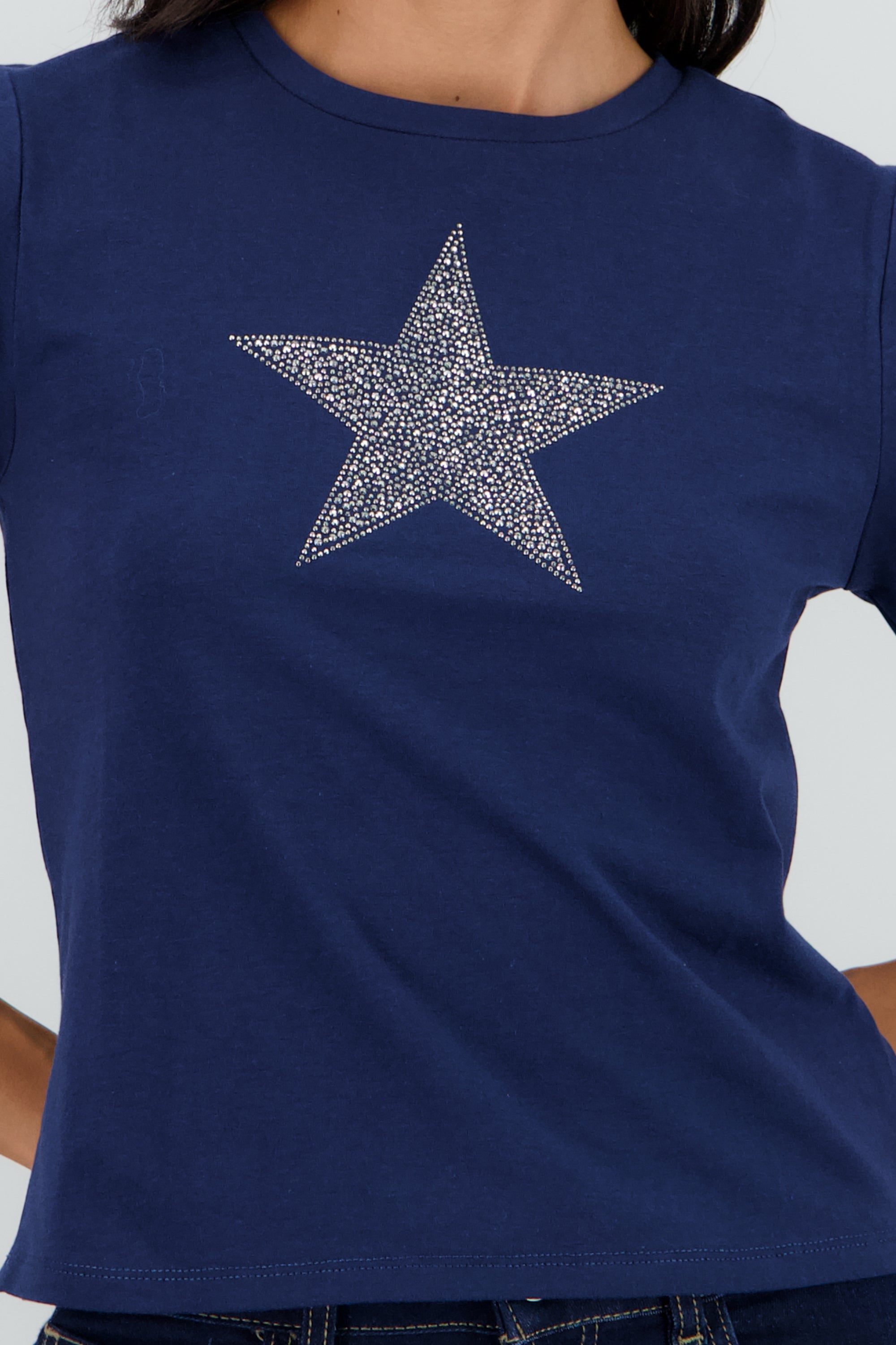 Playera estrella brillos MARINO