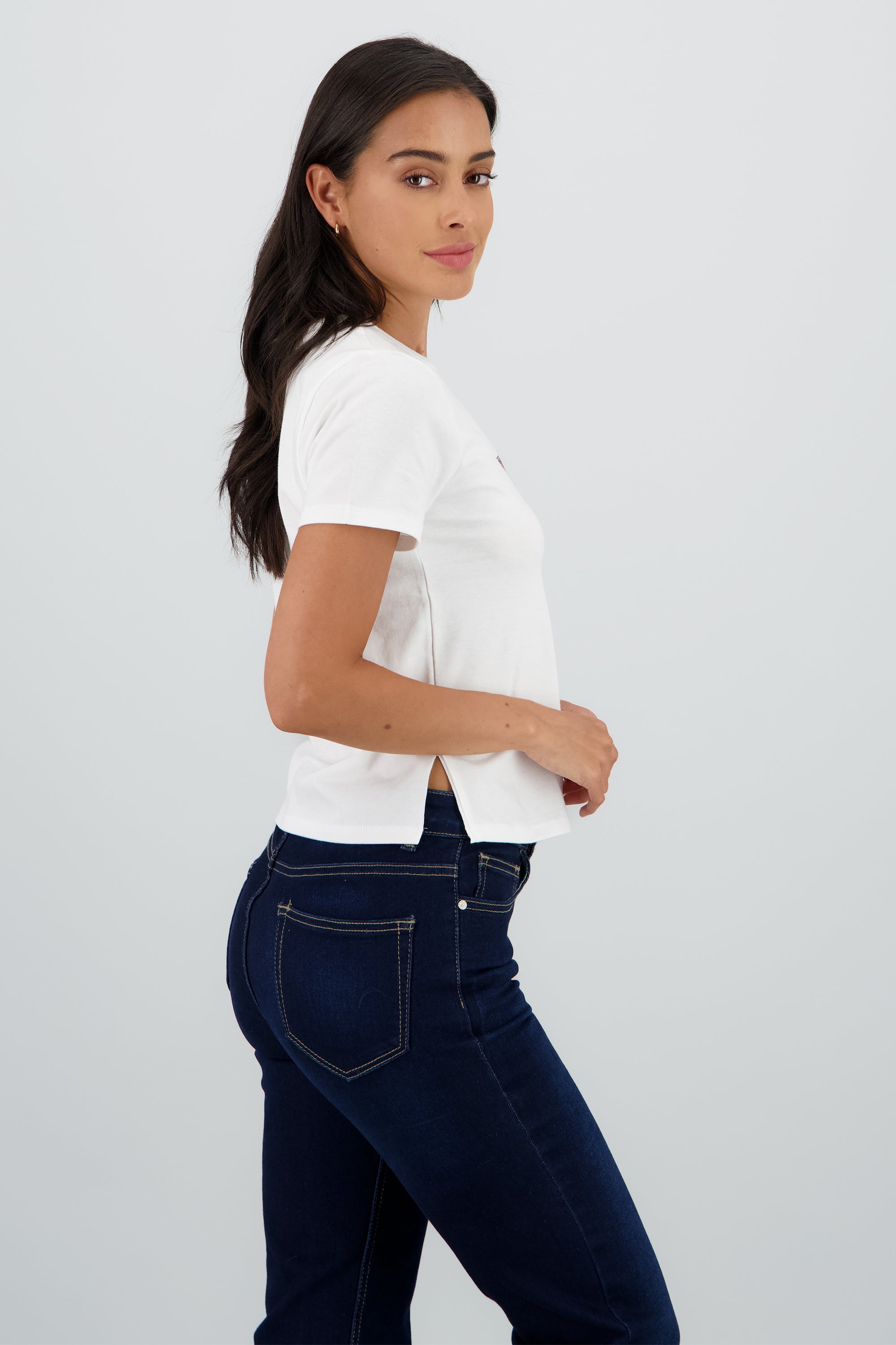 Playera estrella brillos BLANCO COMBO
