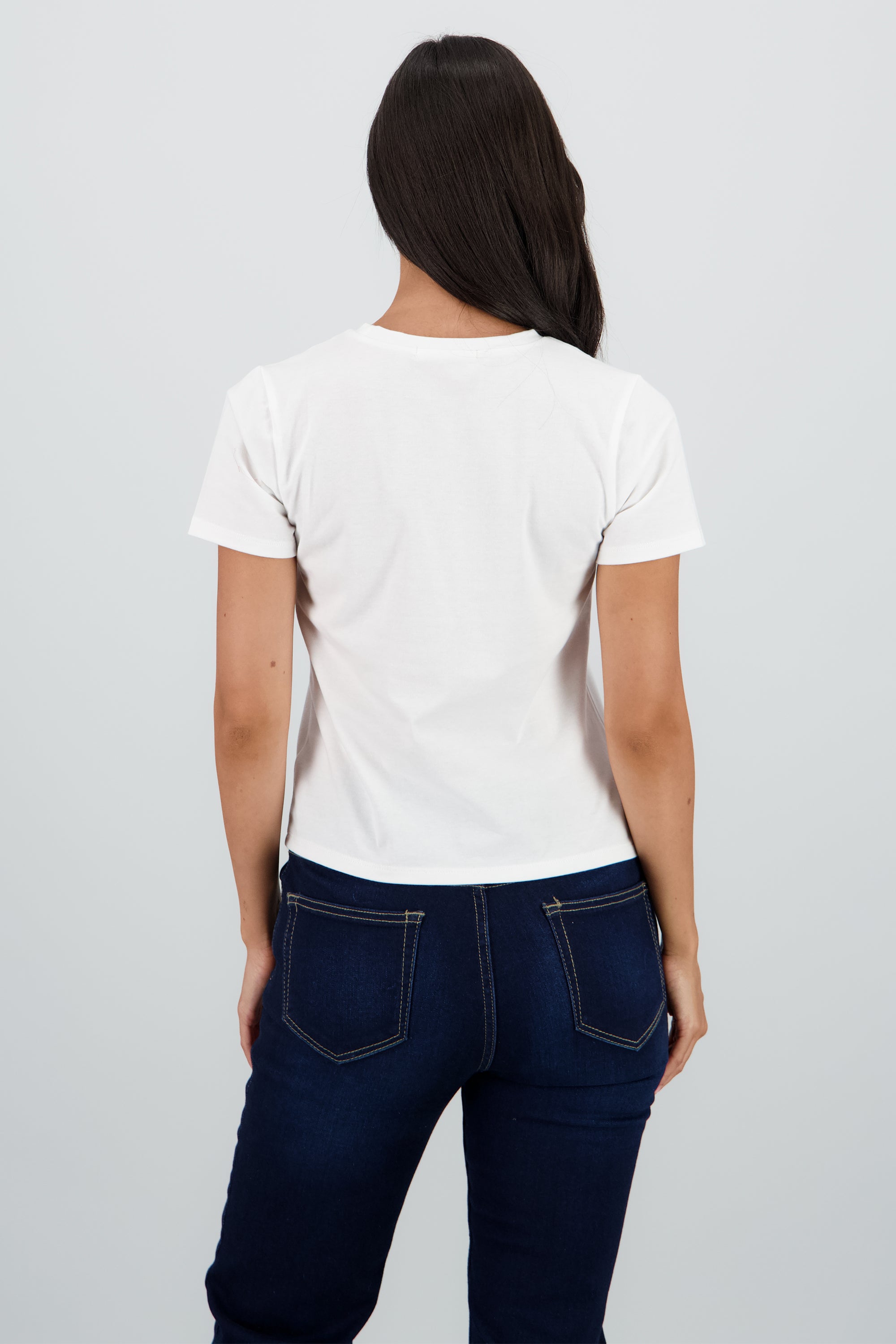Playera estrella brillos BLANCO COMBO