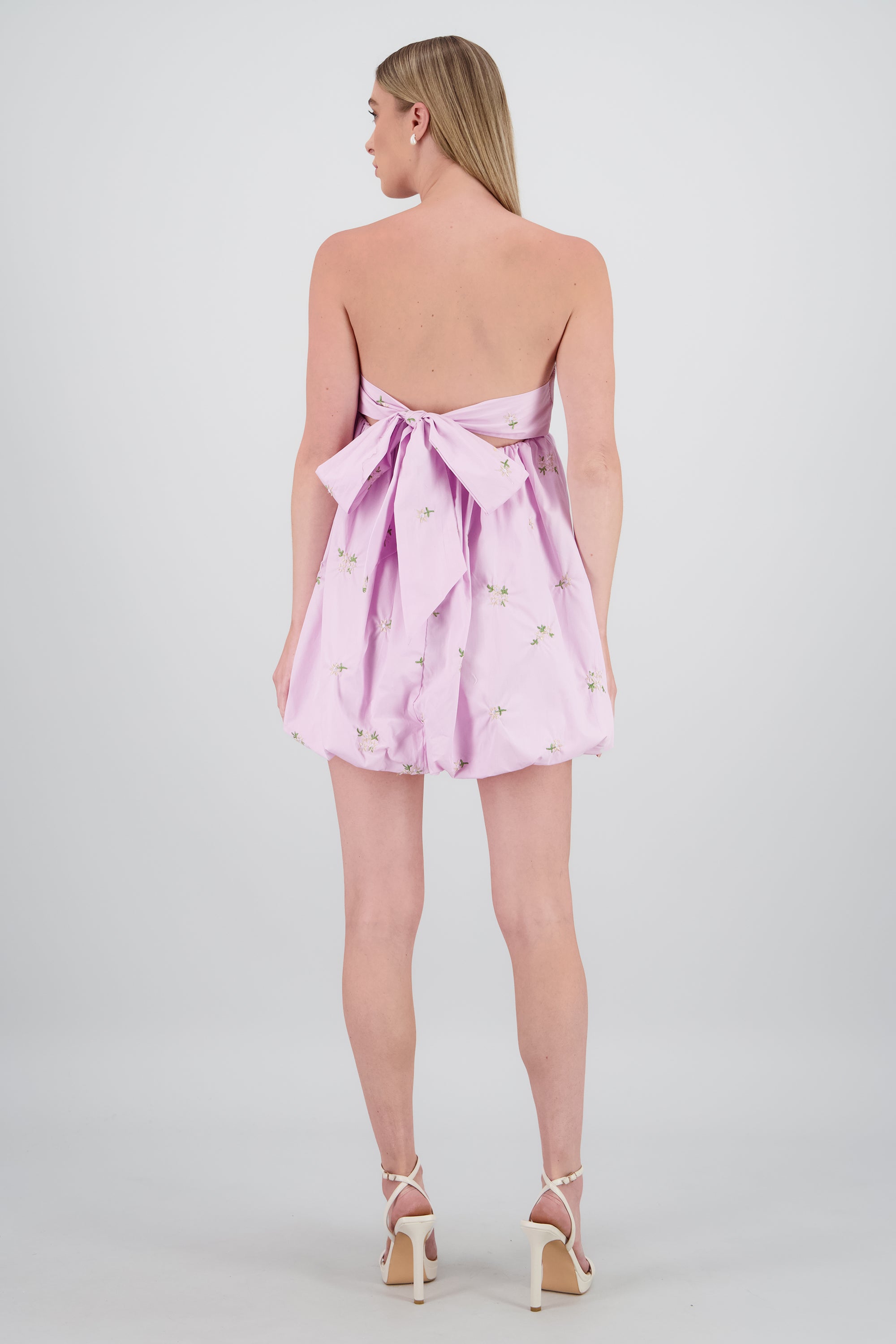 Vestido popelina bordada con moños Hypsters LAVANDA