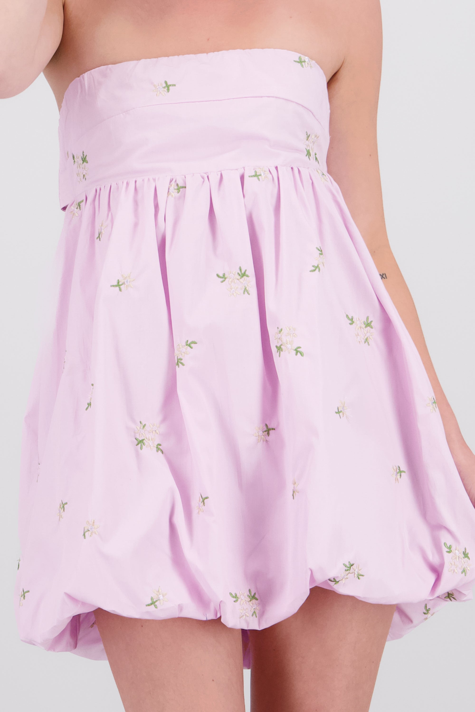 Vestido popelina bordada con moños Hypsters LAVANDA