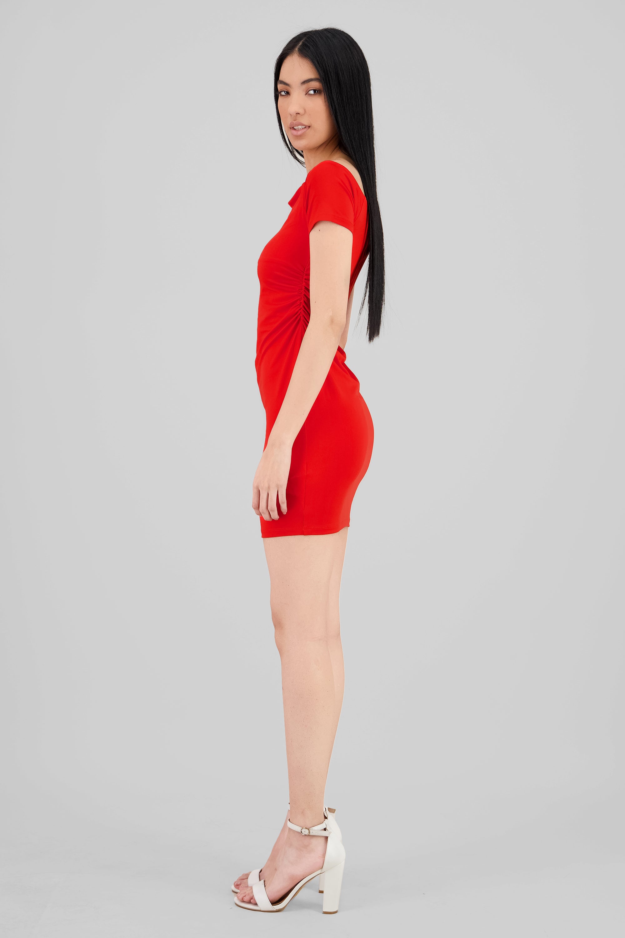 Mini vestido detalle drapeado ROJO