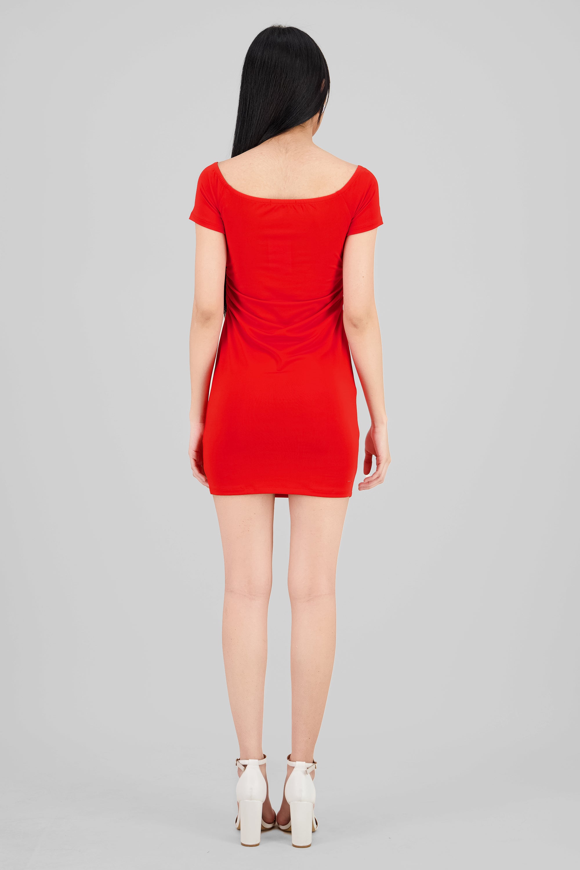 Mini vestido detalle drapeado ROJO