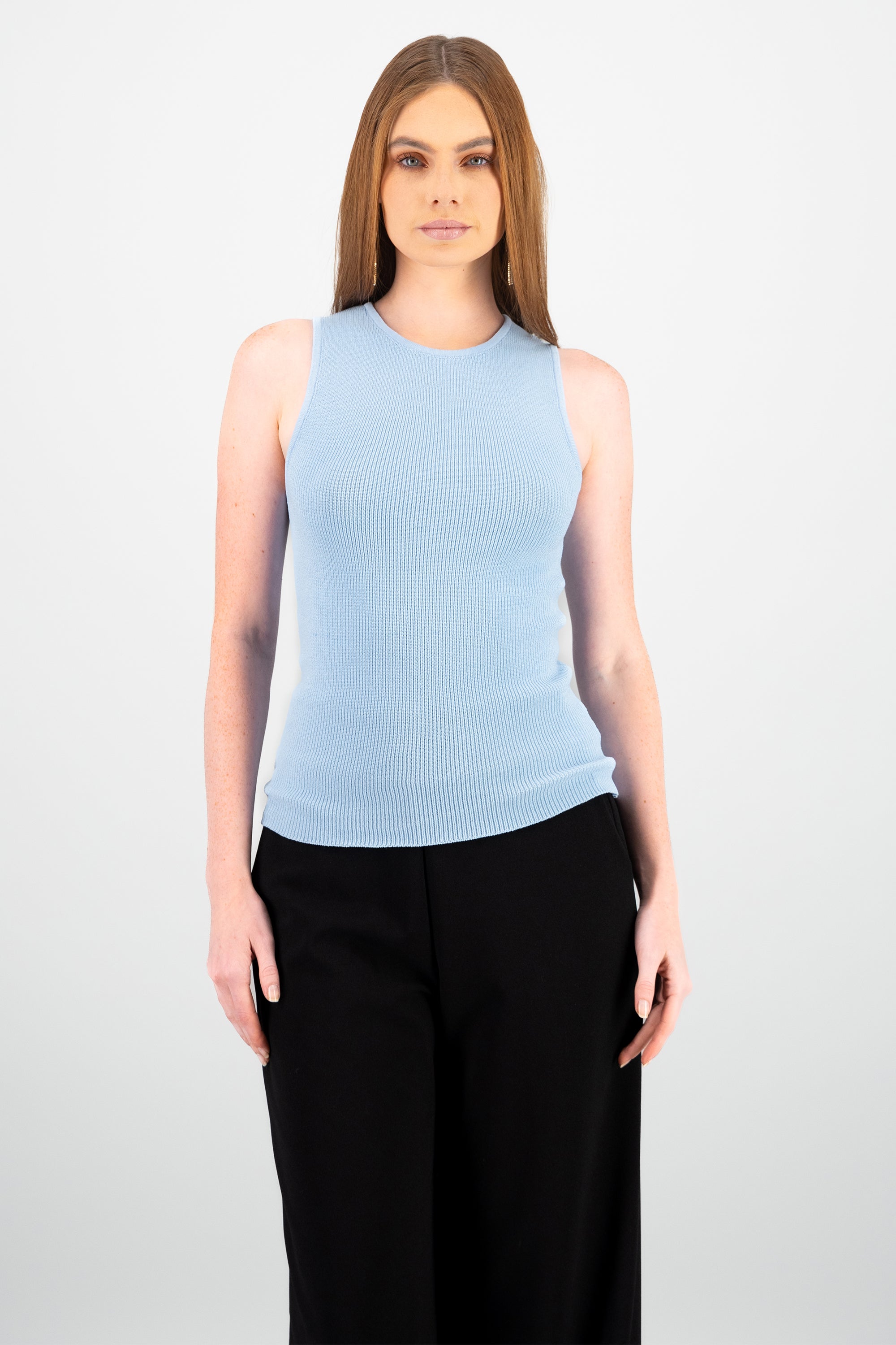 Top largo cuello redondo rib Hypsters AZUL