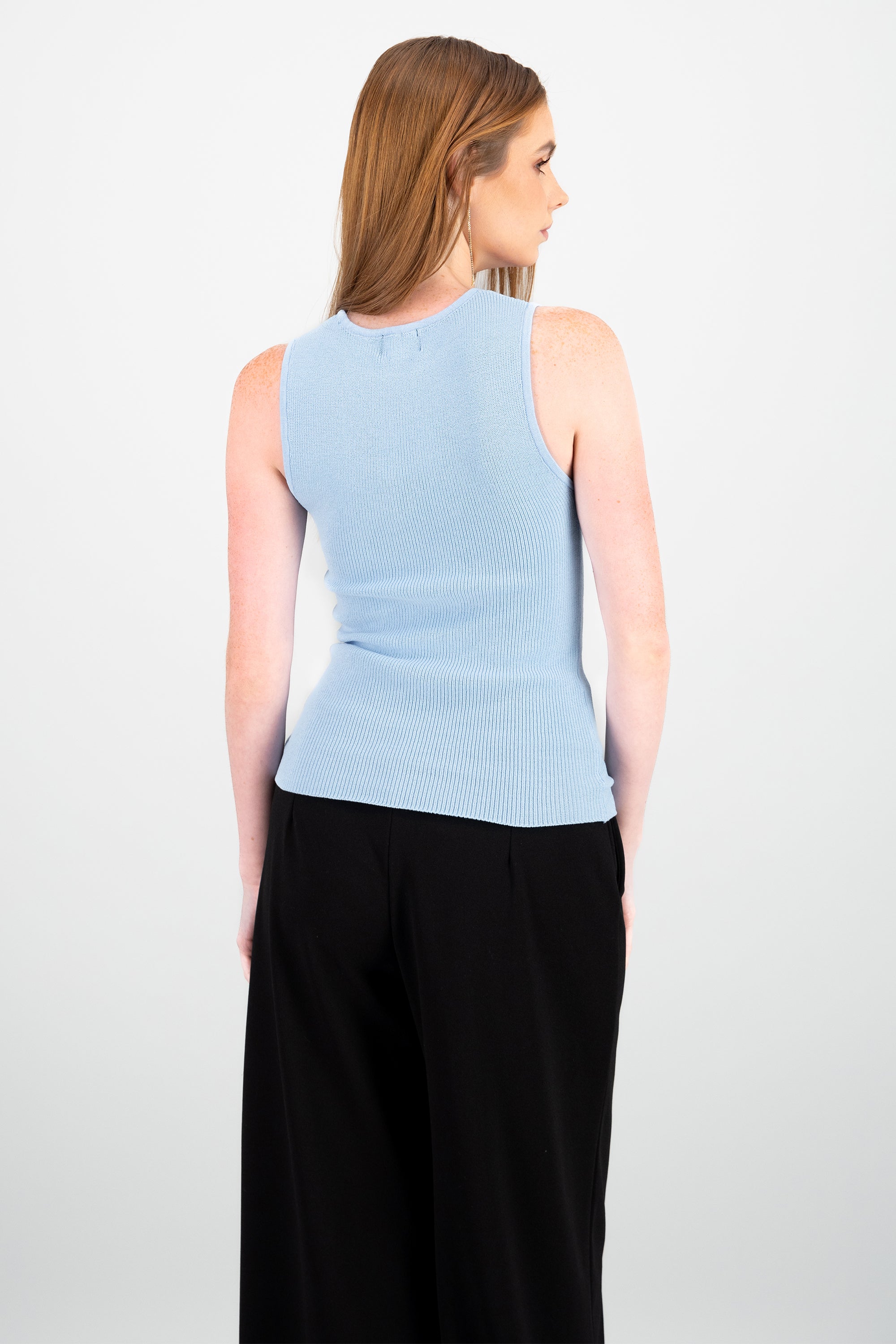 Top largo cuello redondo rib Hypsters AZUL