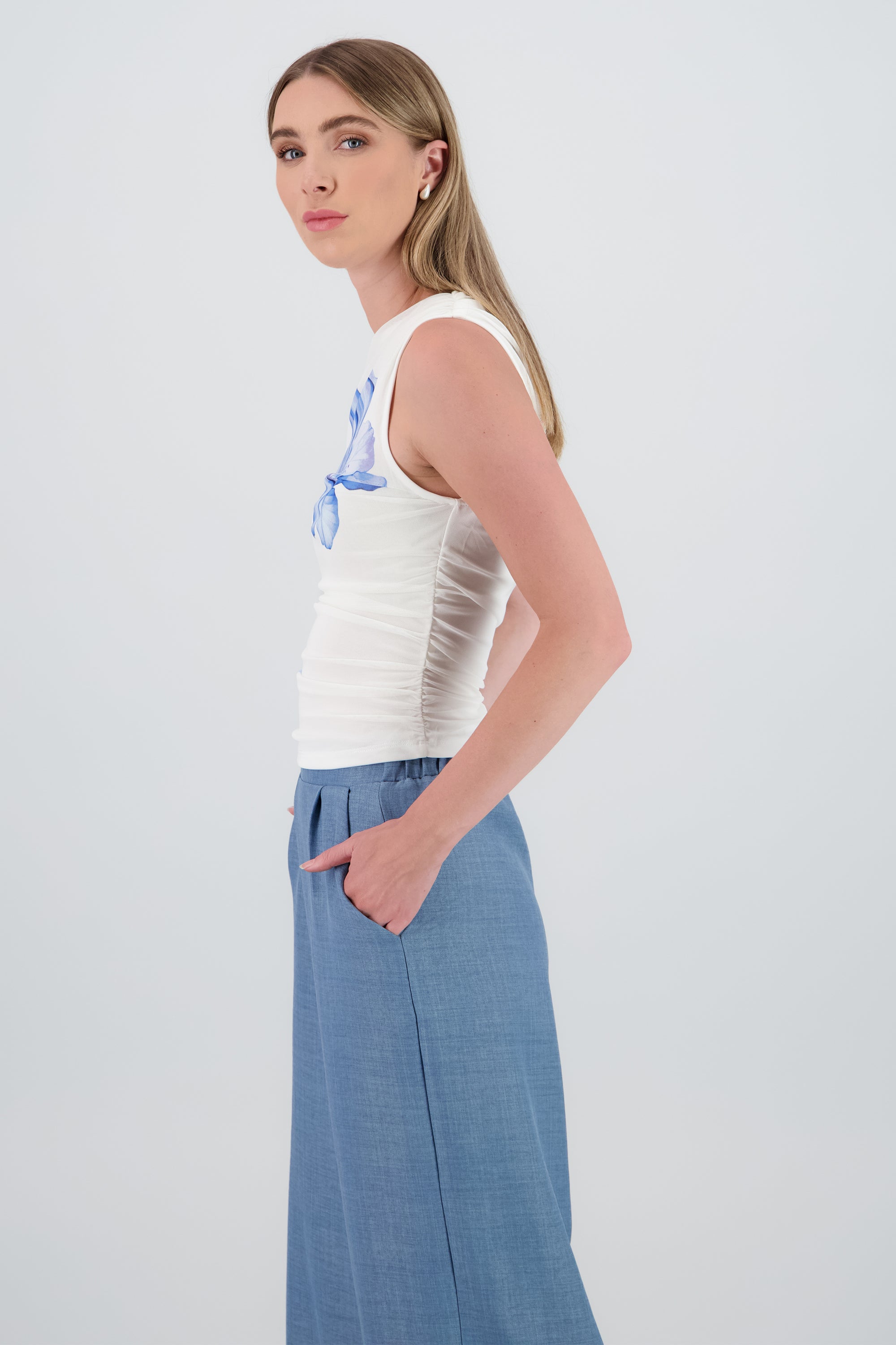 Top mesh flor degradado BLANCO COMBO