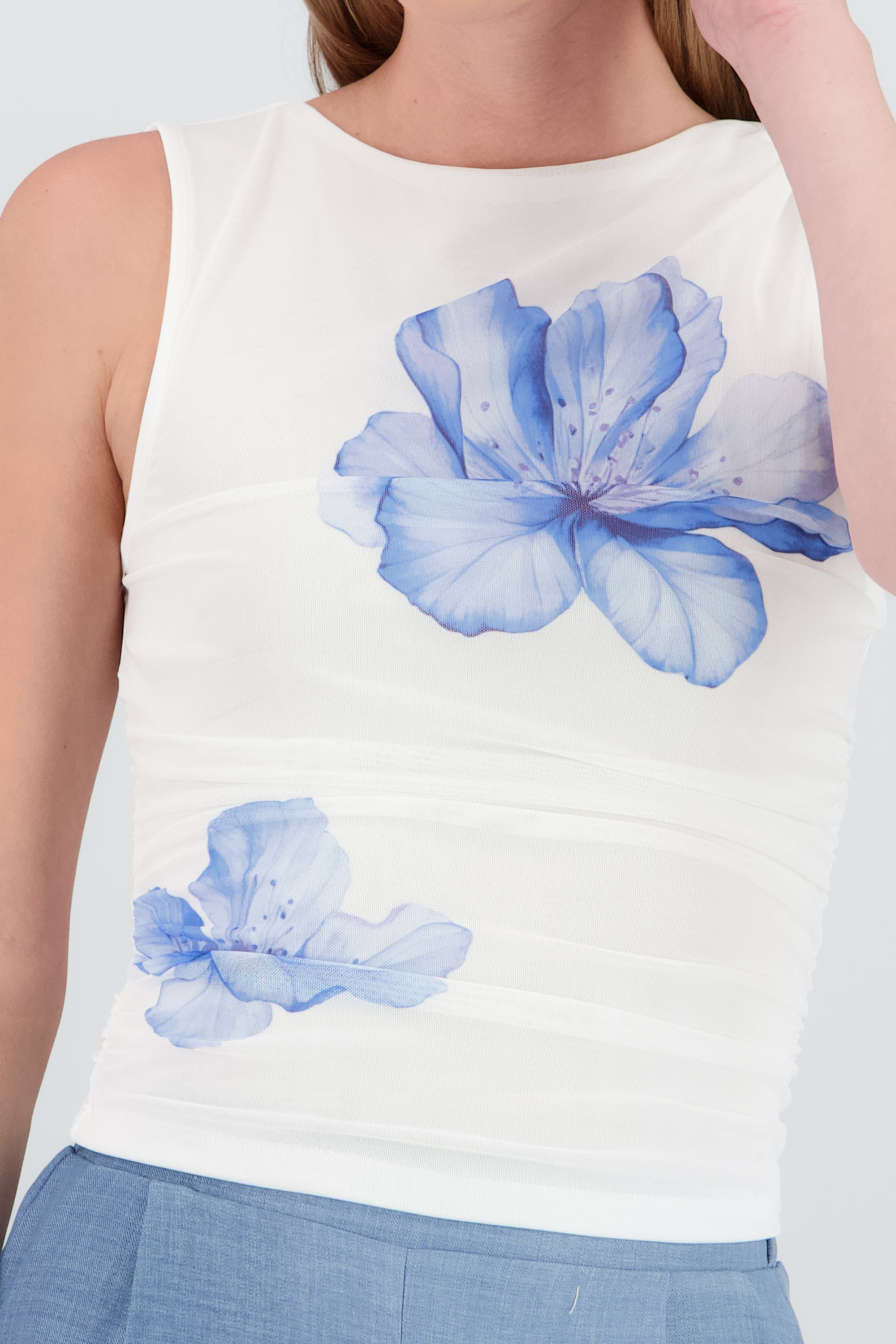 Top mesh flor degradado BLANCO COMBO