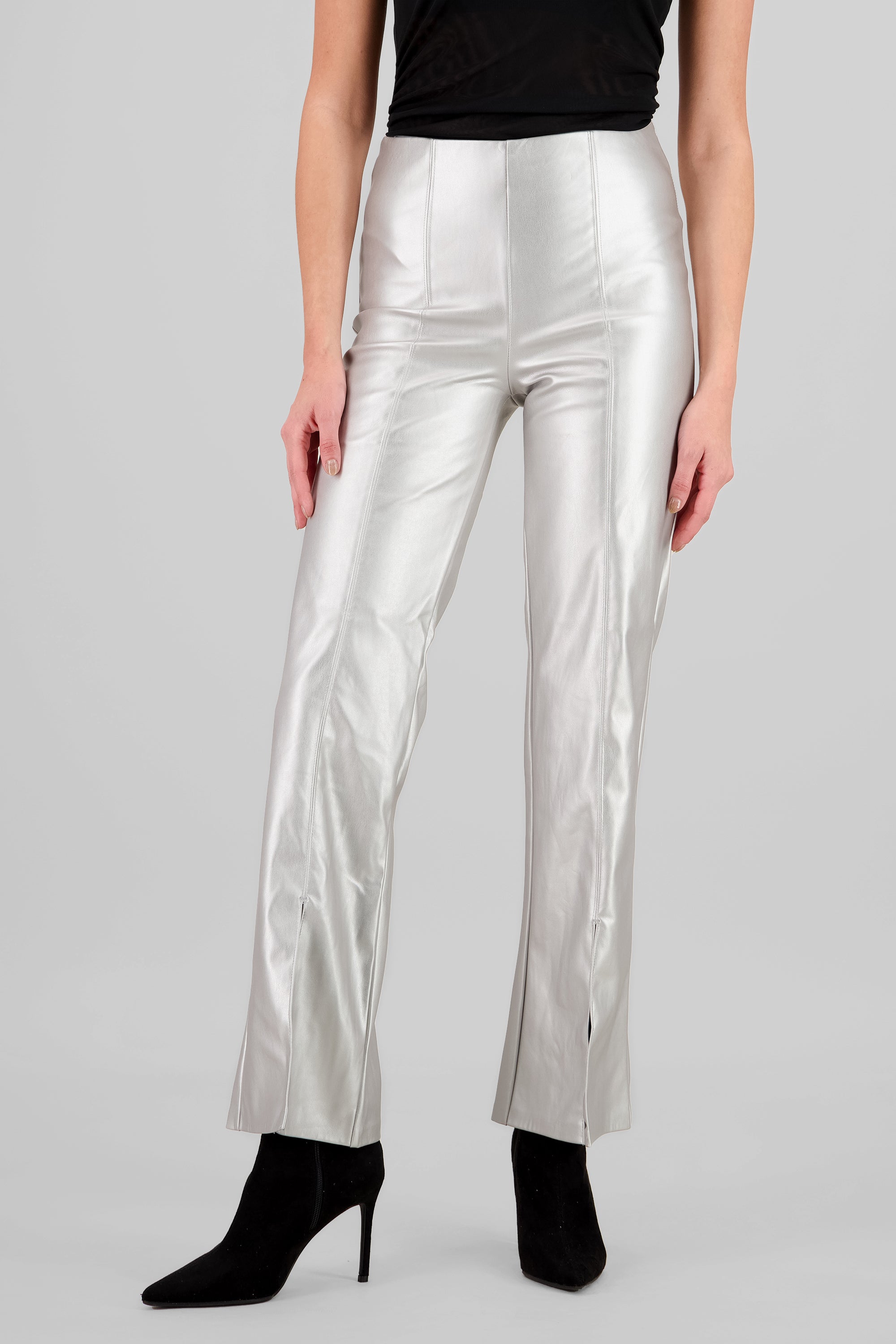 Pantalon amplio detalle costura PLATA