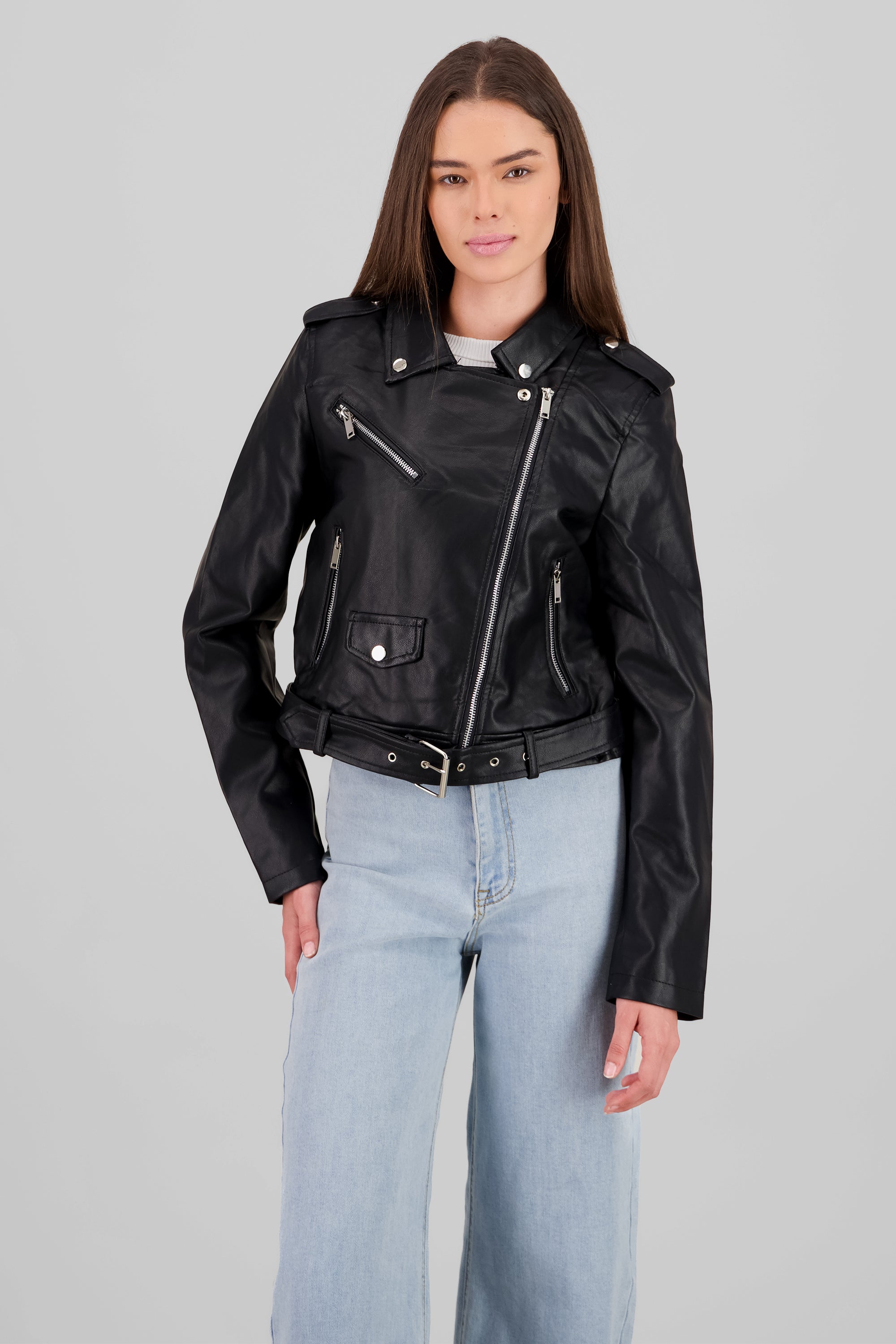 Chamarra Biker Pu NEGRO