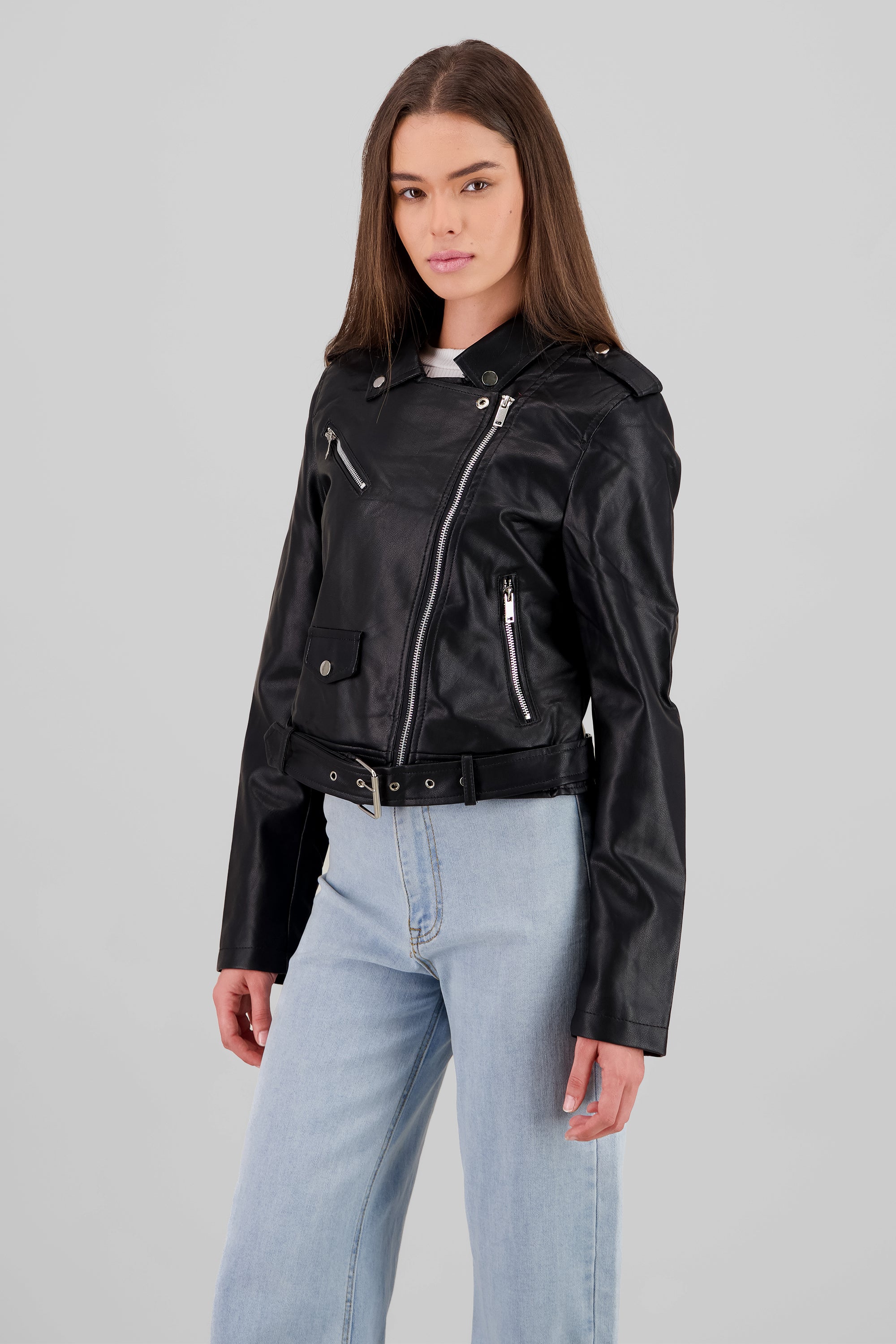 Chamarra Biker Pu NEGRO