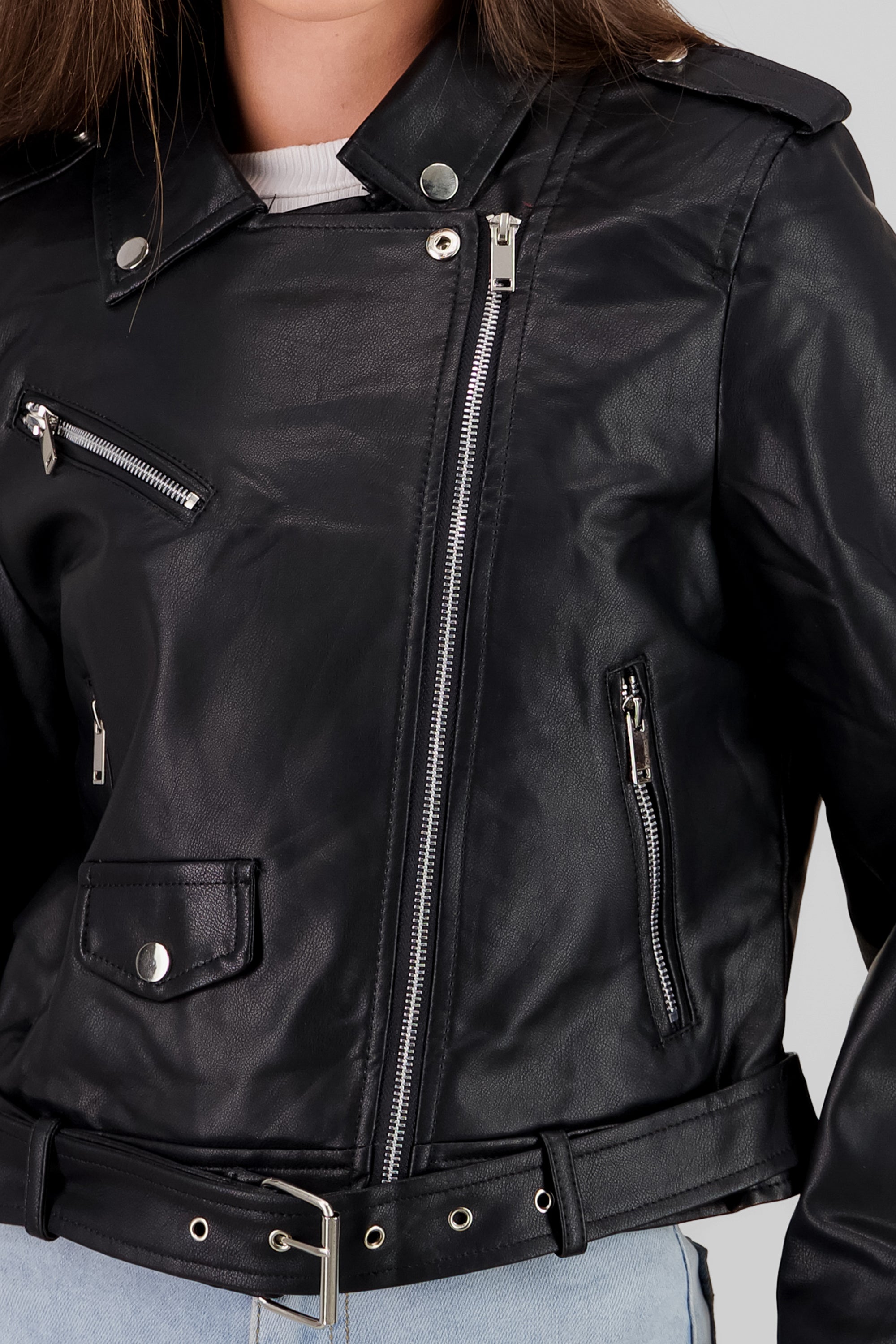 Chamarra Biker Pu NEGRO