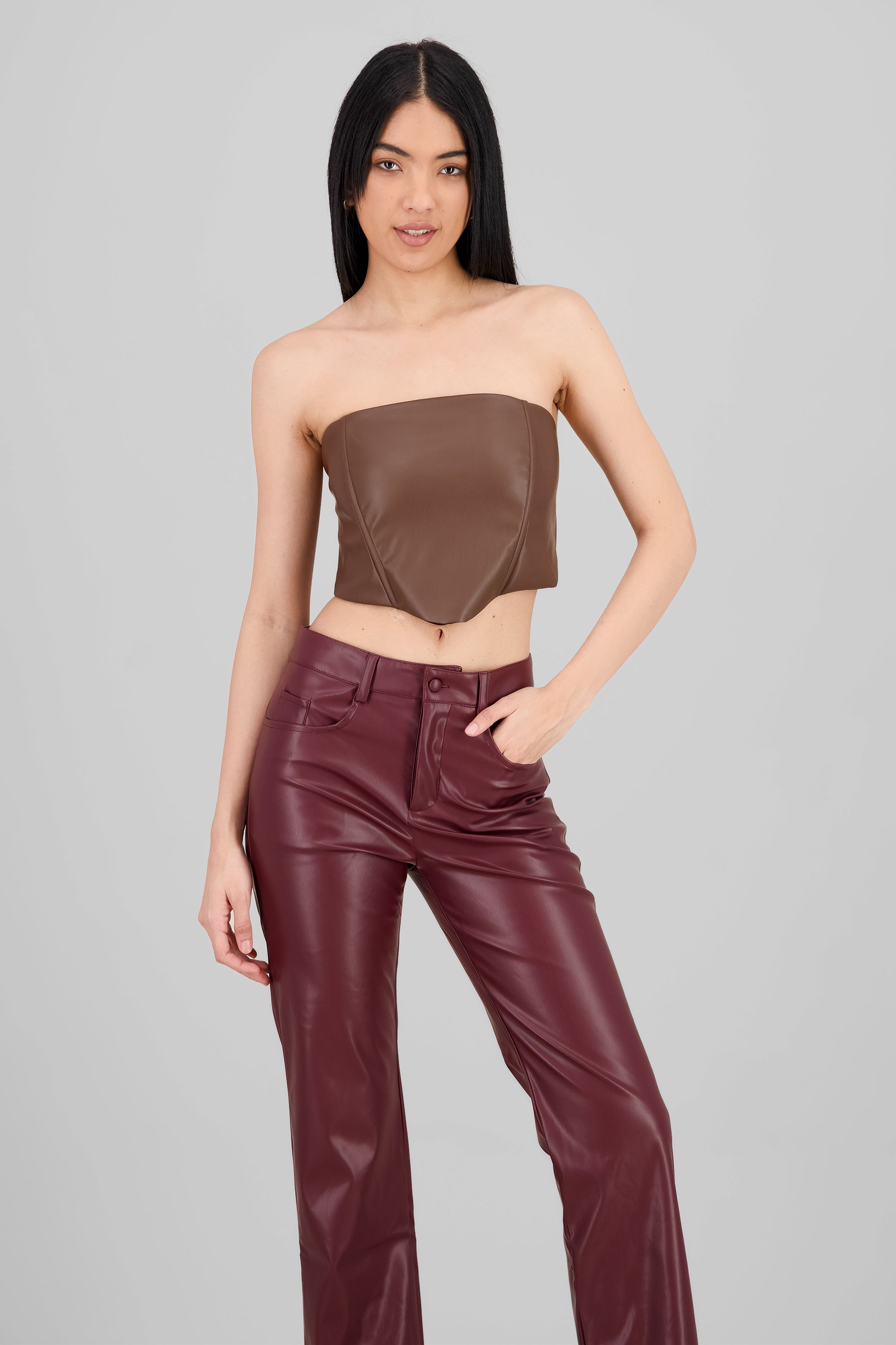 Top strapless pu CAFE