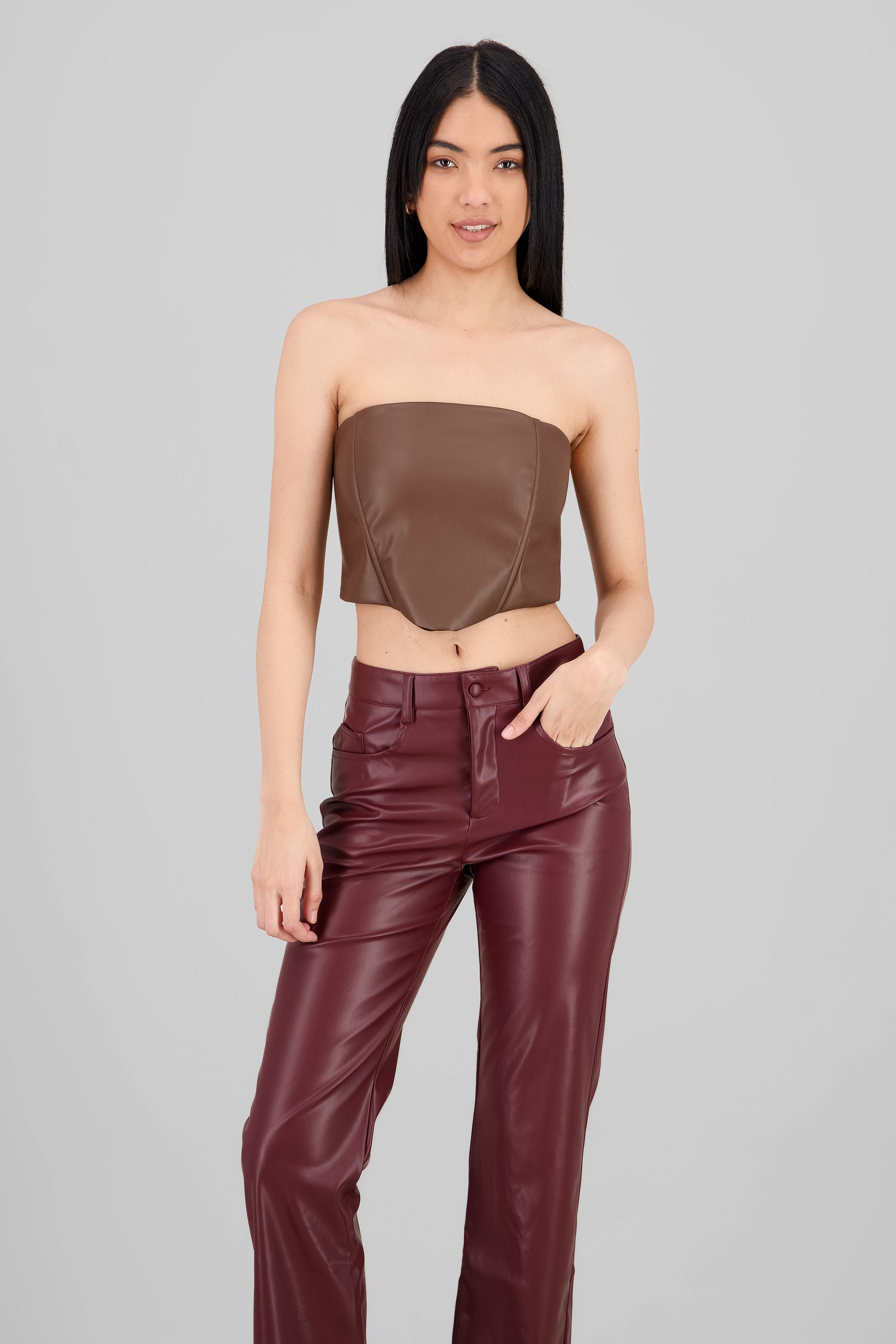 Top strapless pu CAFE
