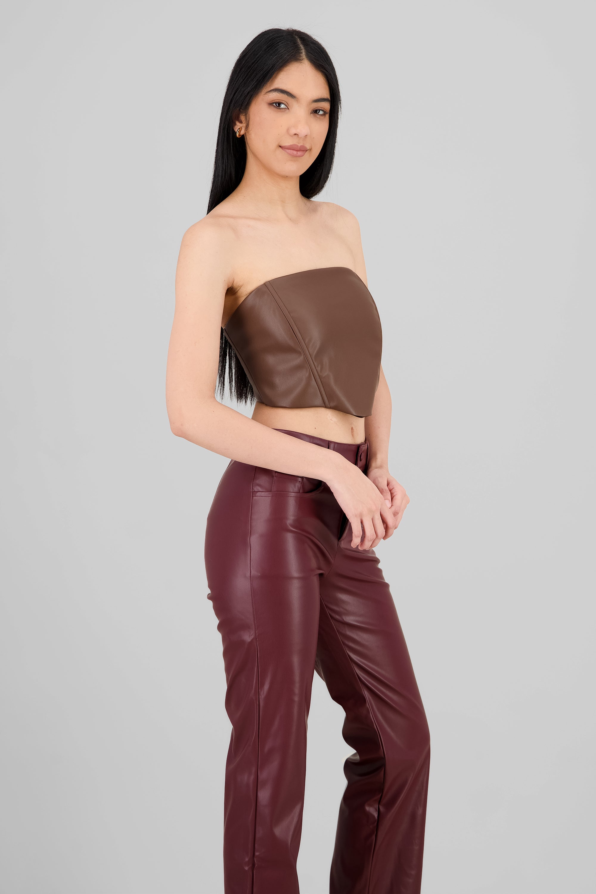 Top strapless pu CAFE