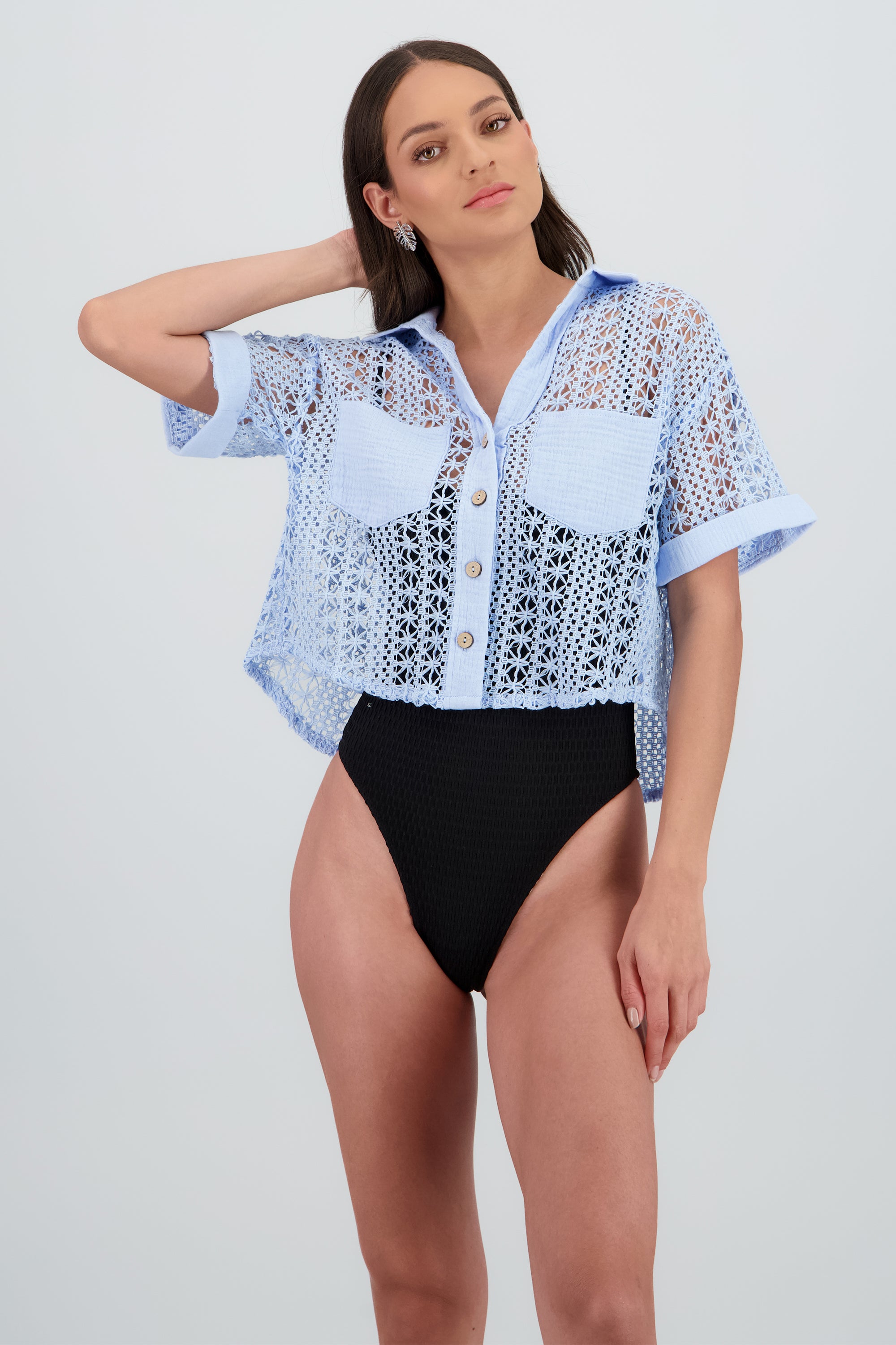 Camisa tejido crochet AZUL