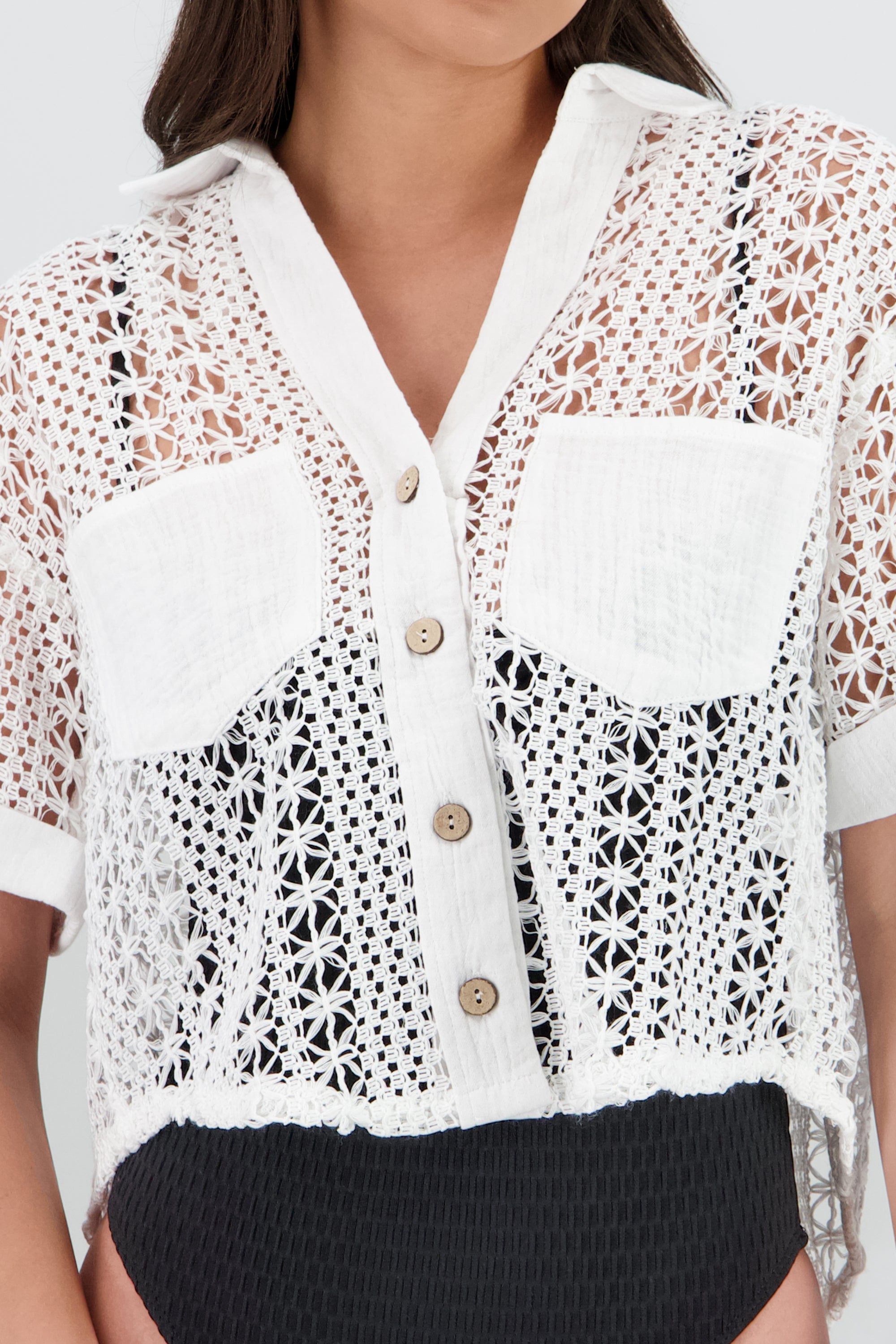 Camisa tejido crochet BLANCO