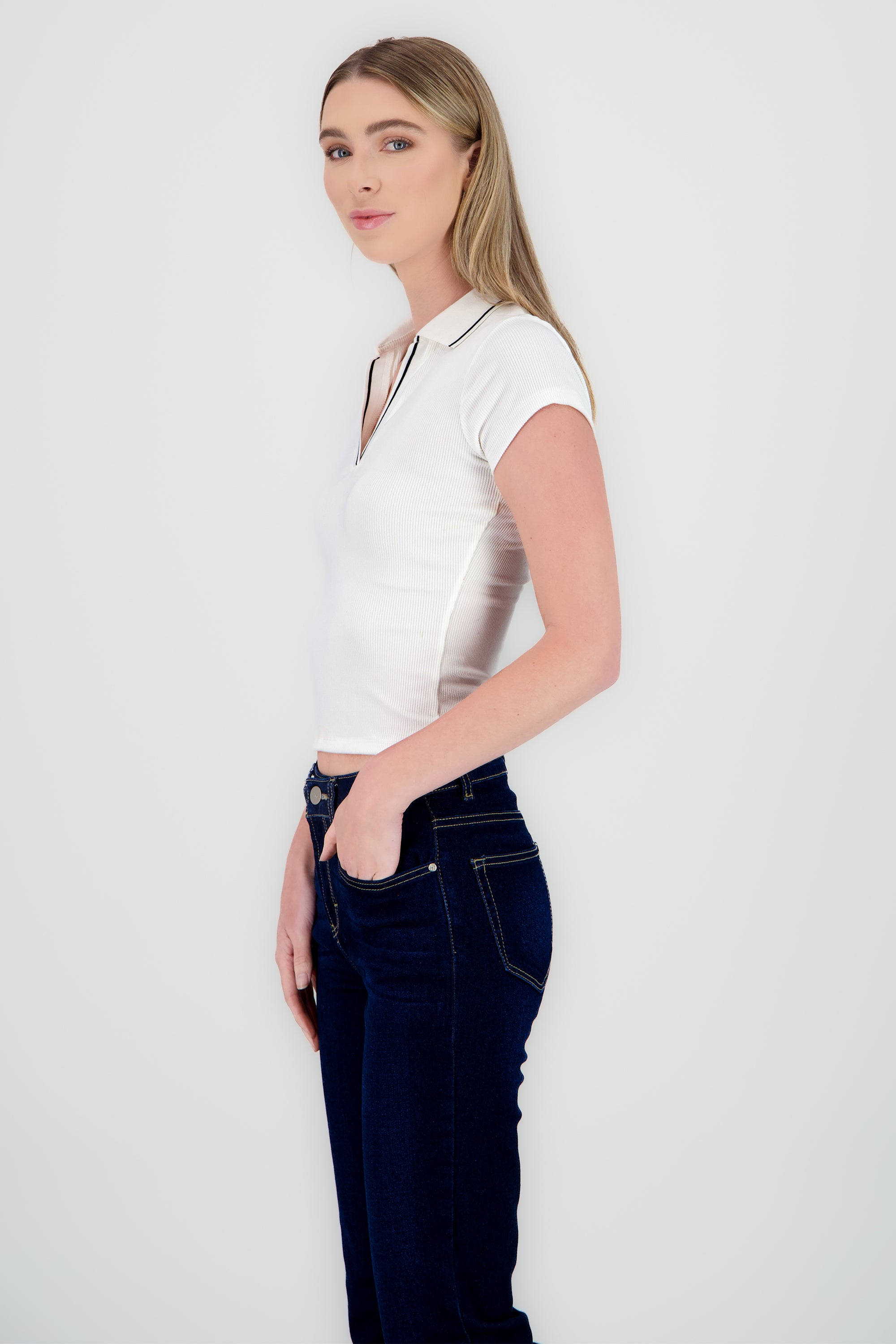 Top Cuello Polo BLANCO