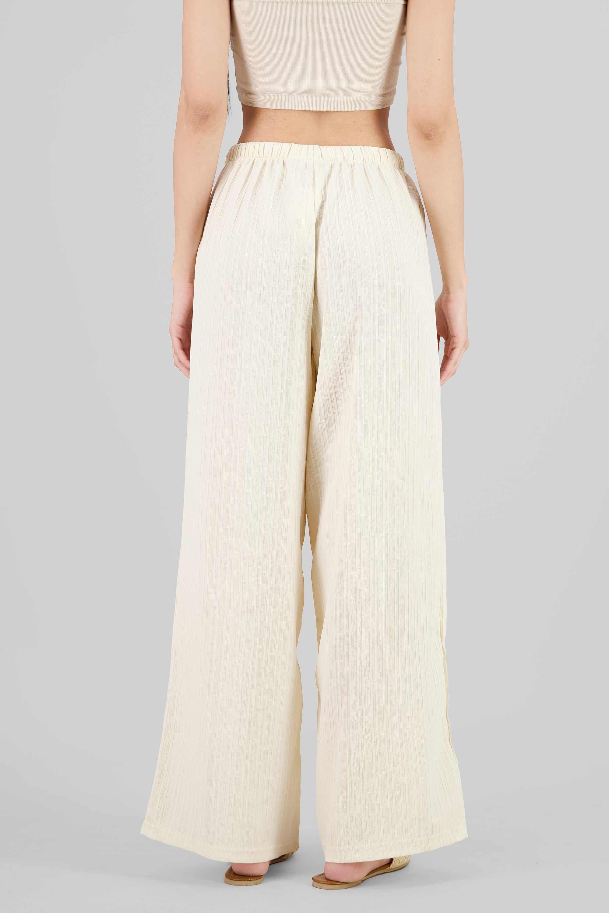 Pantalon liso rib CREMA