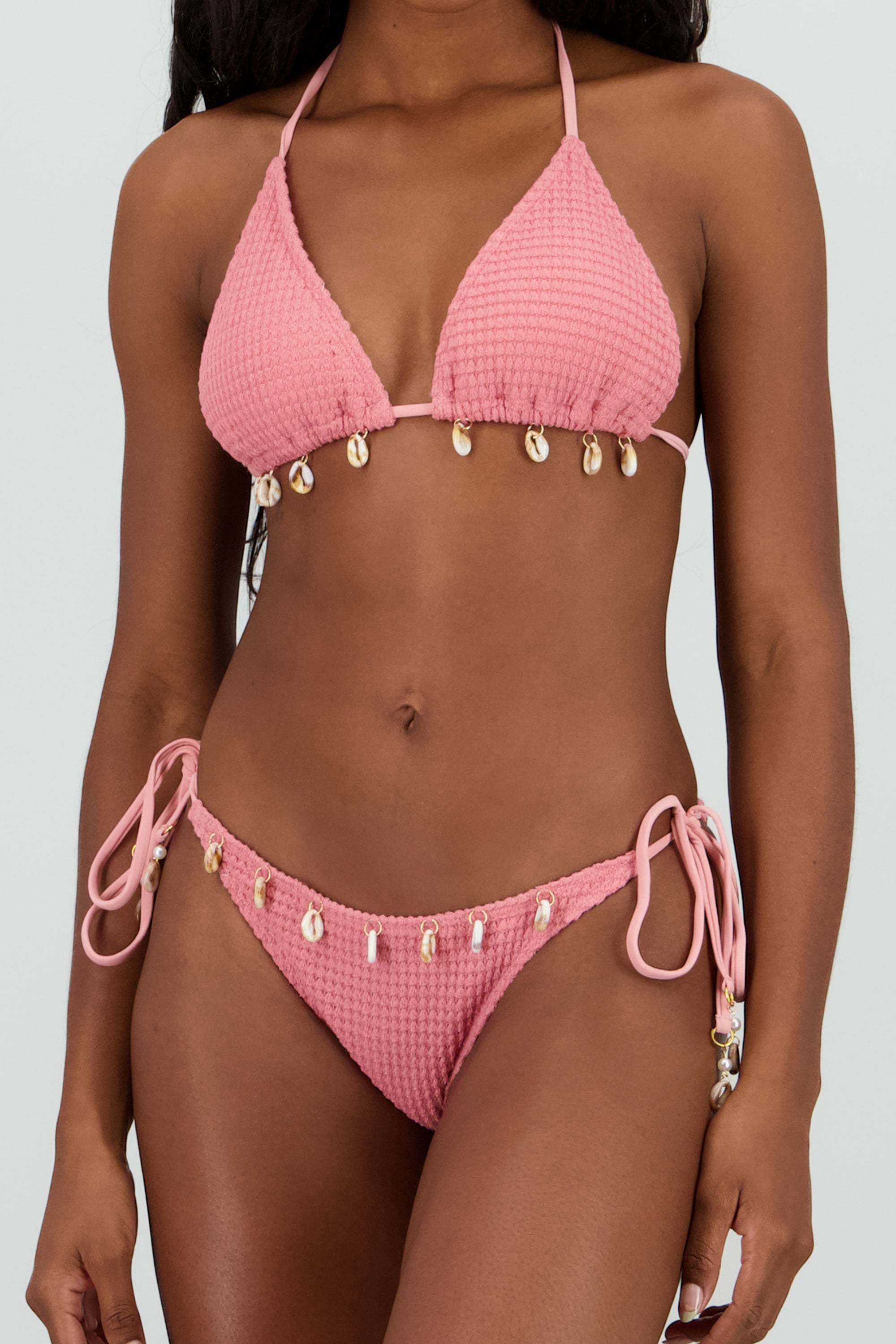Bikini tejido conchitas ROSA PASTEL
