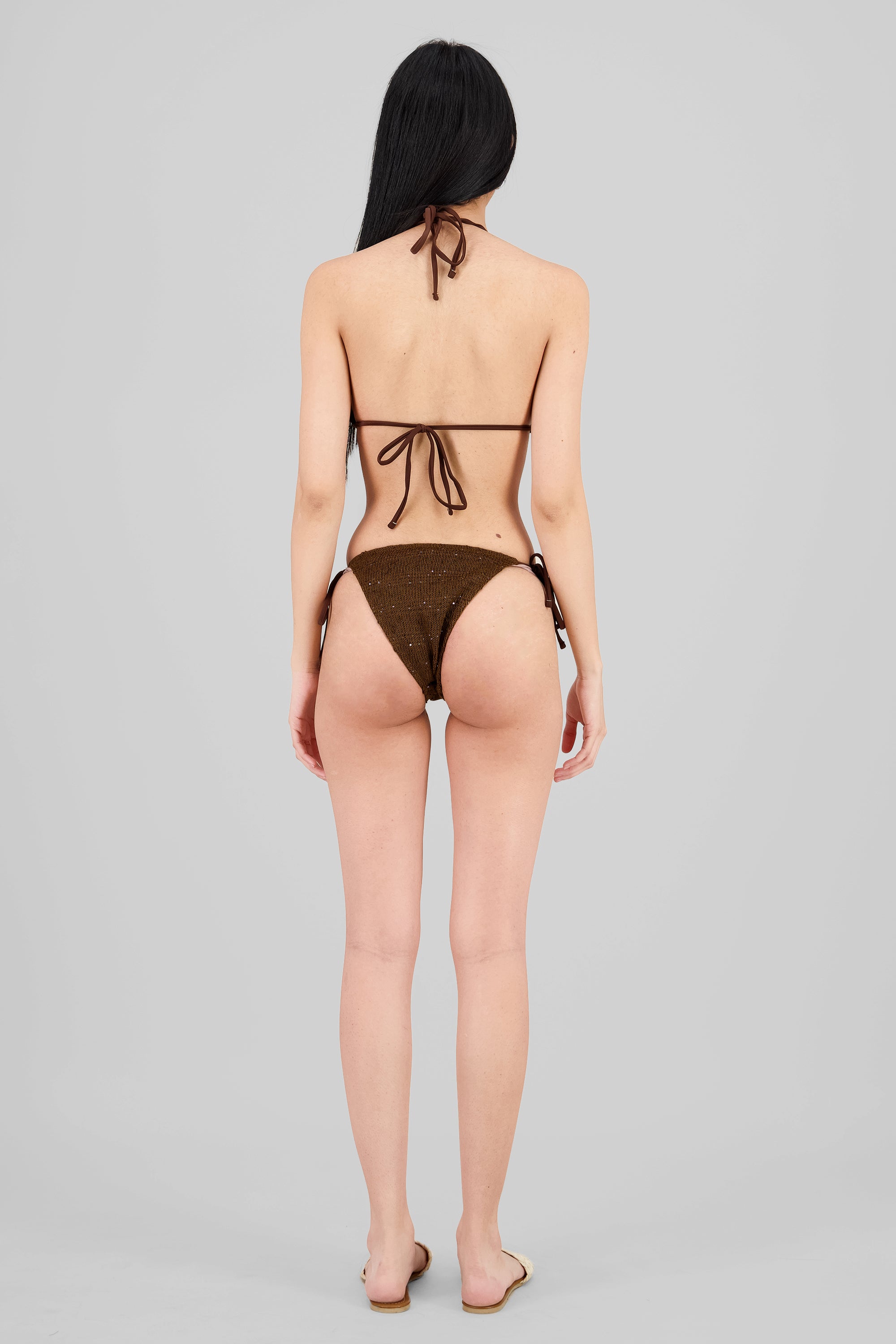 Bikini 3 pz lentejuelas CAFE