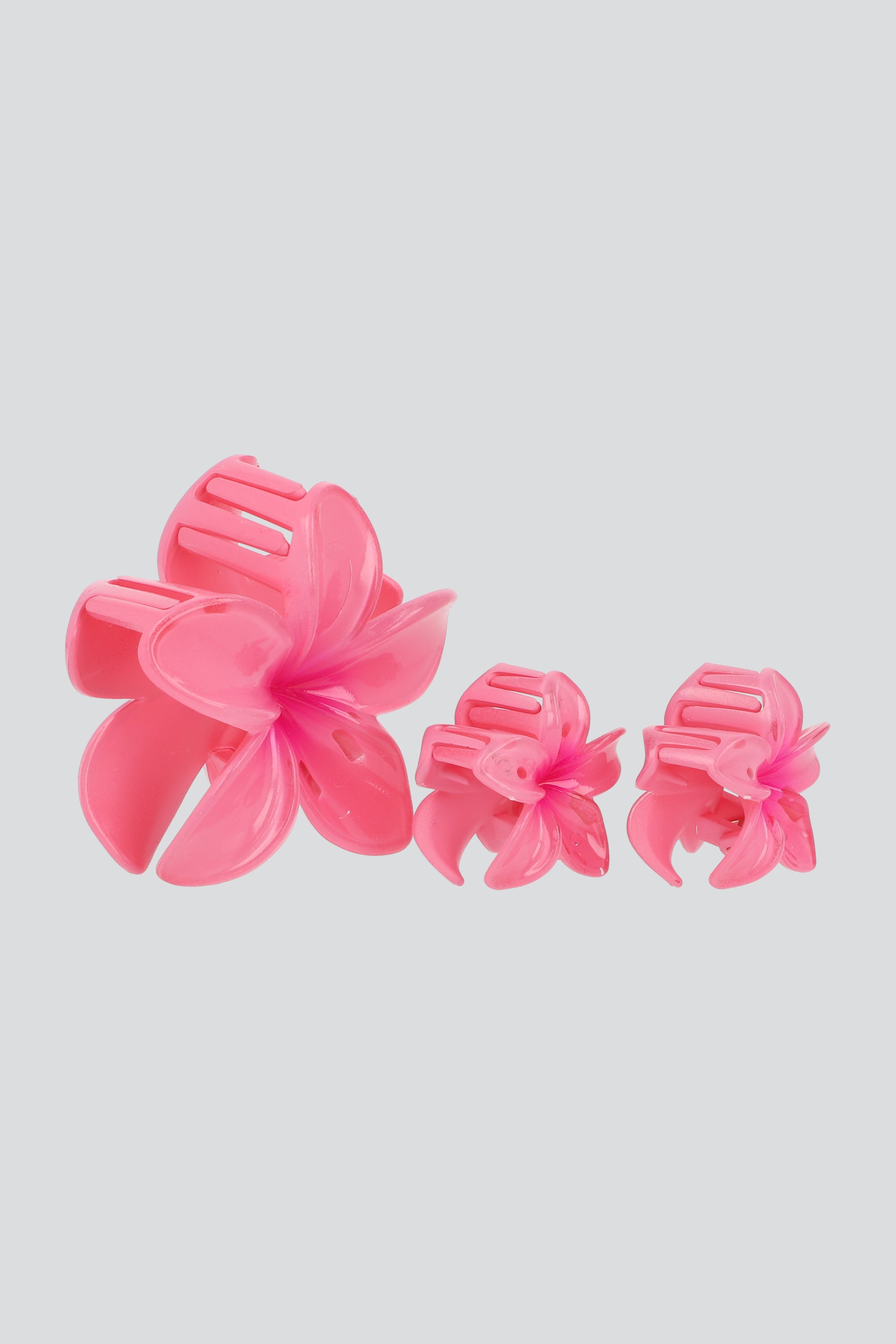 Set 3 pinzas flor color MALVA