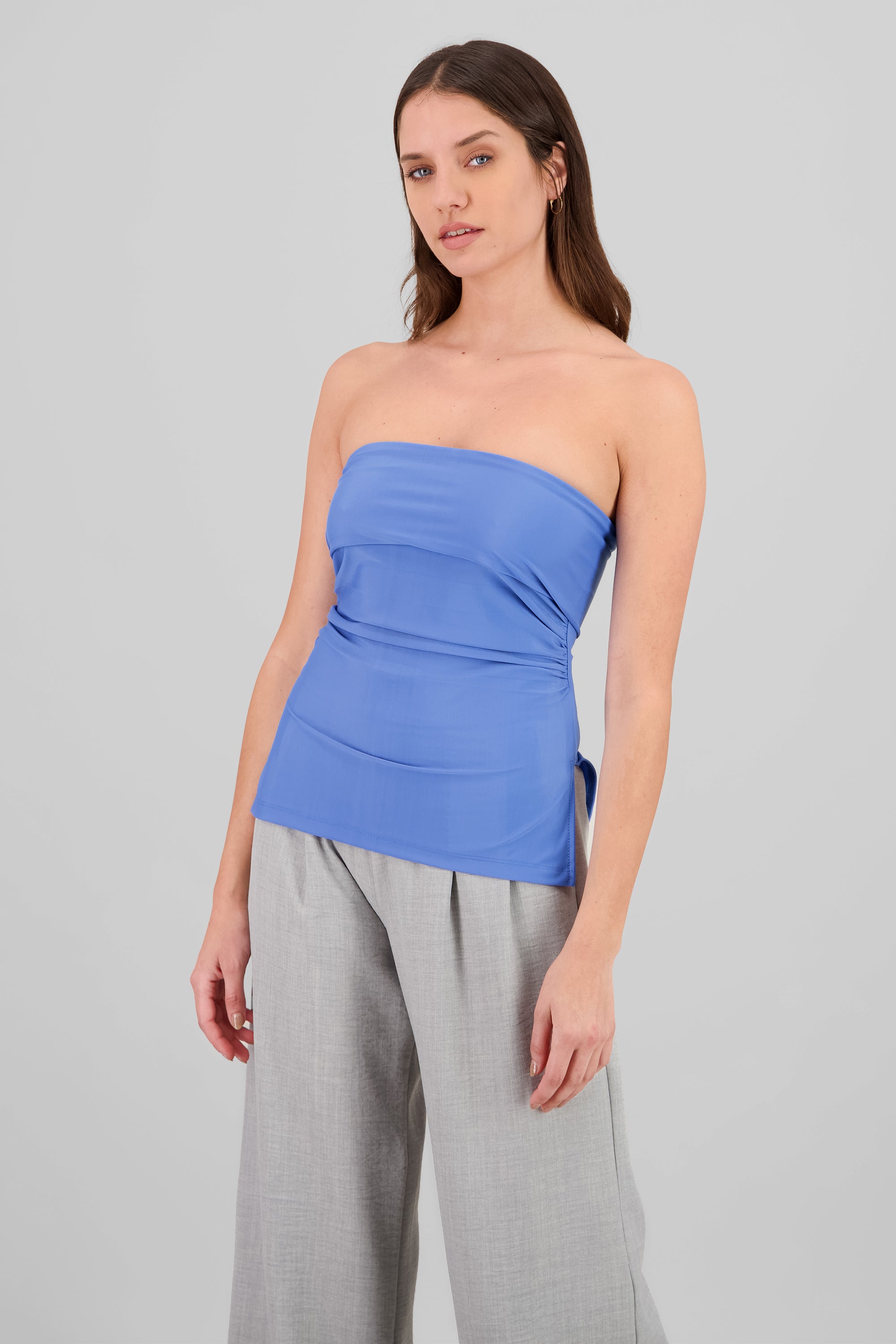 Top tubo con dobles escote AZUL