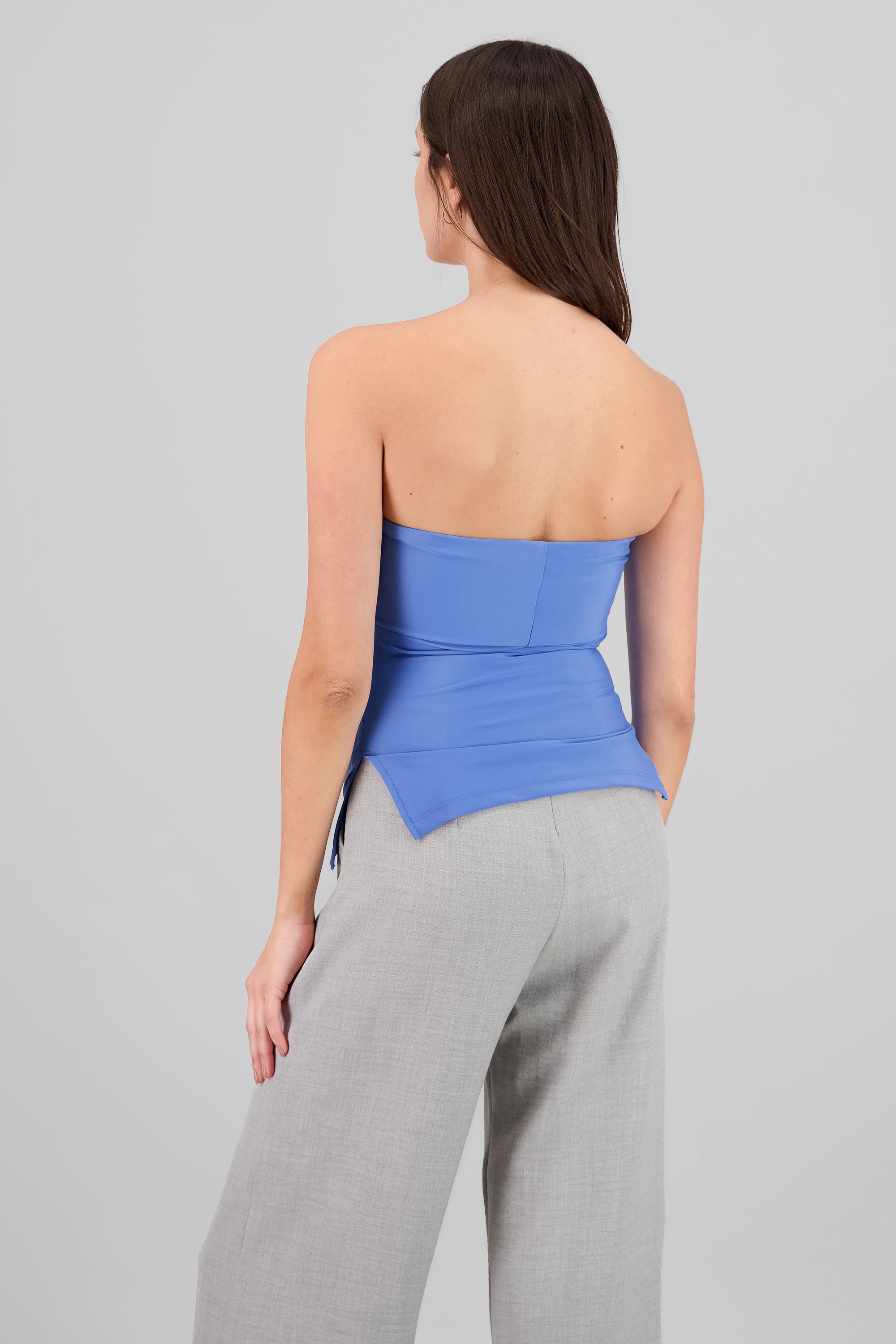 Top tubo con dobles escote AZUL