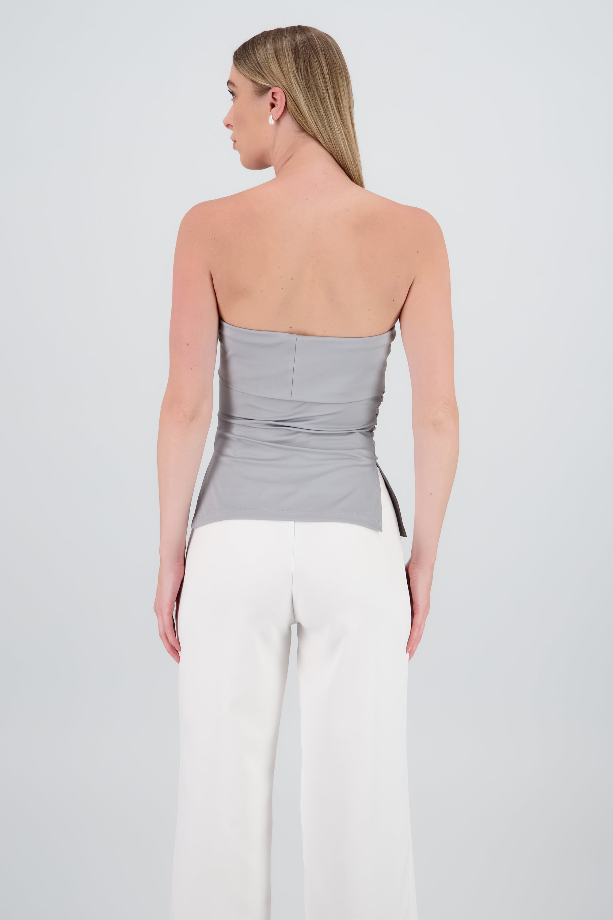 Top tubo con dobles escote GRIS