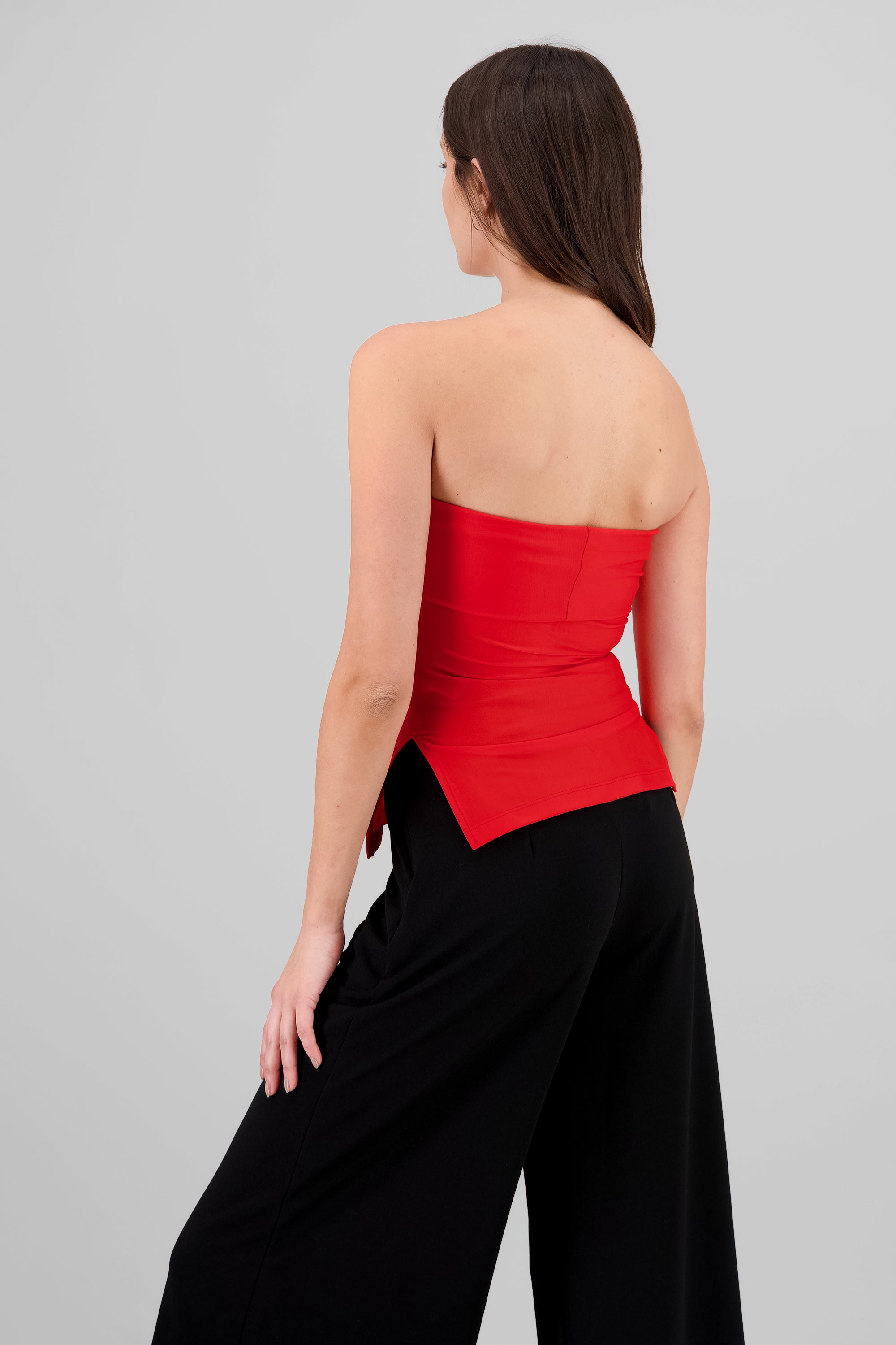 Top tubo con dobles escote ROJO