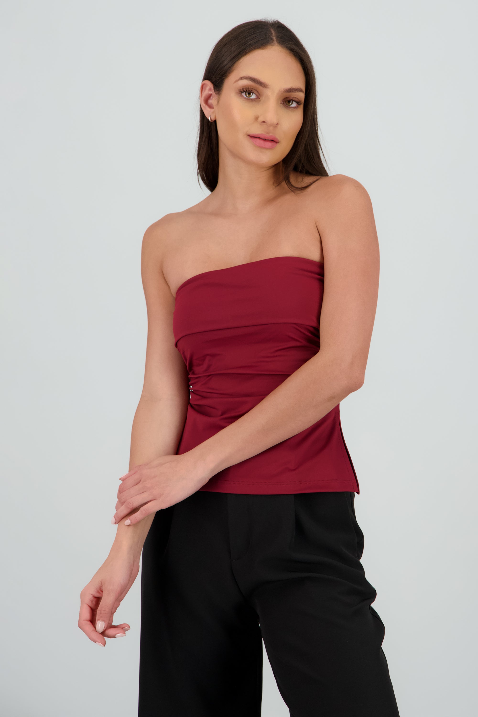 Top tubo con dobles escote ROJO AMAPOLA