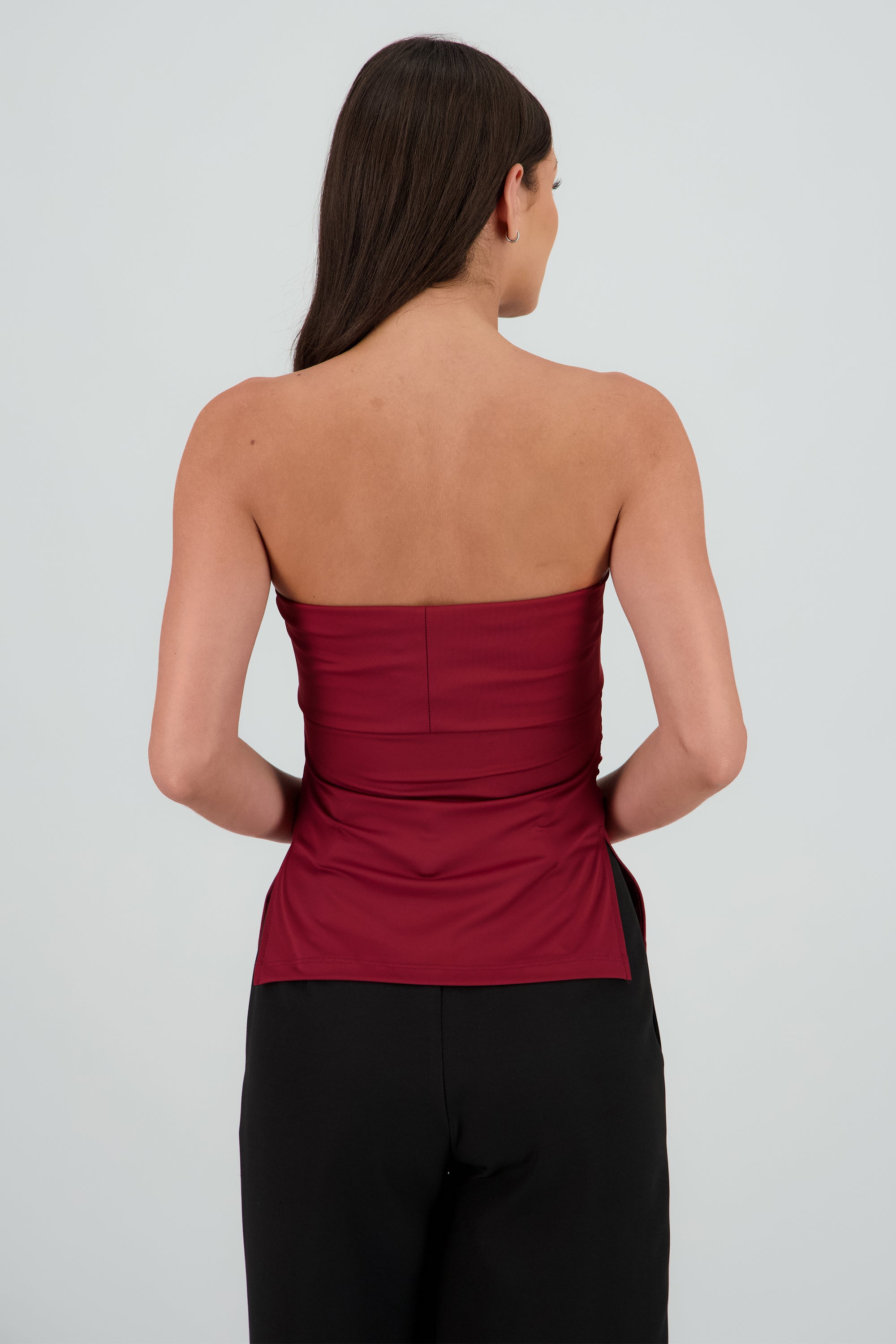 Top tubo con dobles escote ROJO AMAPOLA