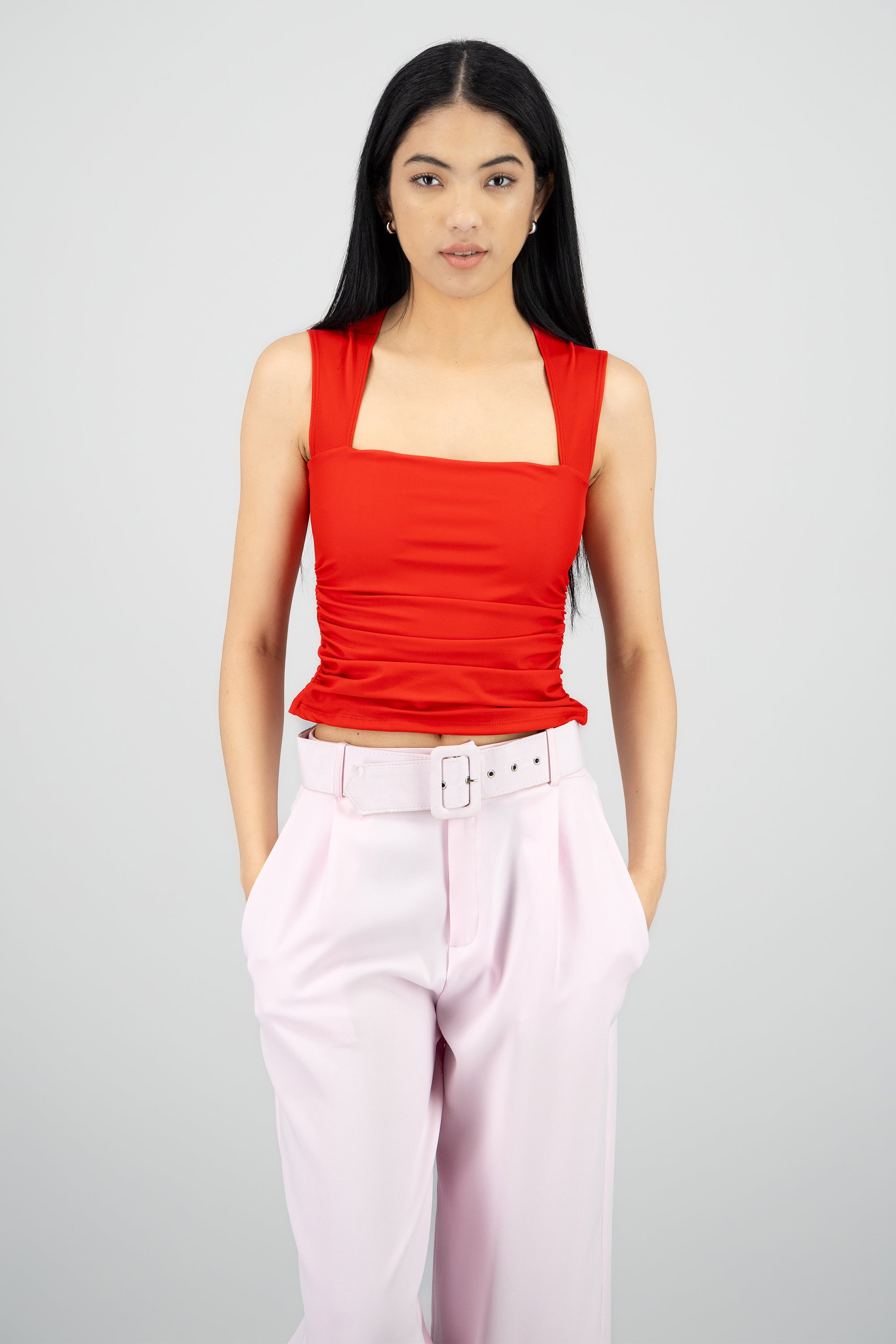 Top trapecio escote cuadrado Hypsters ROJO