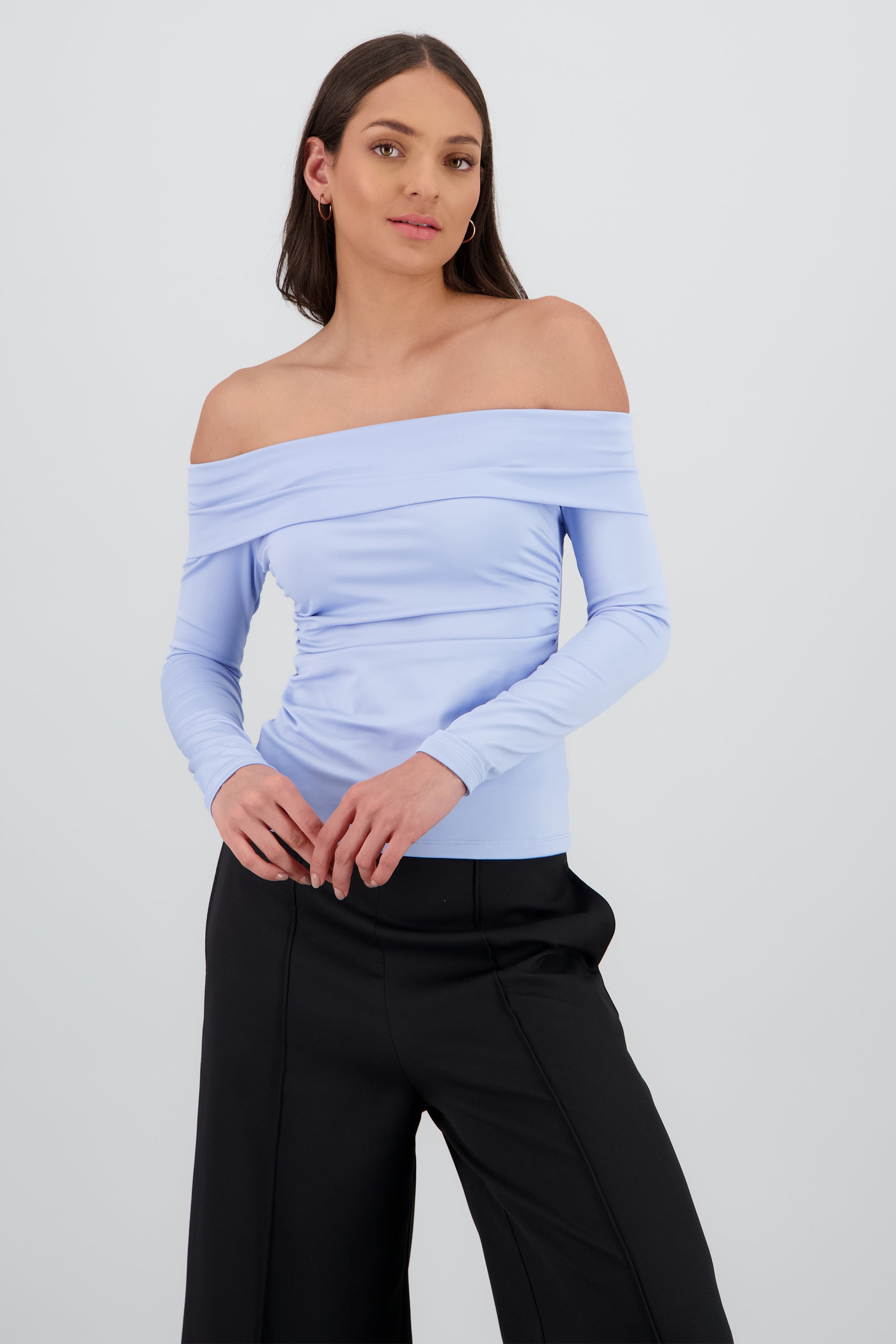 Top manga larga con dobles escote Hypsters AZUL CIELO