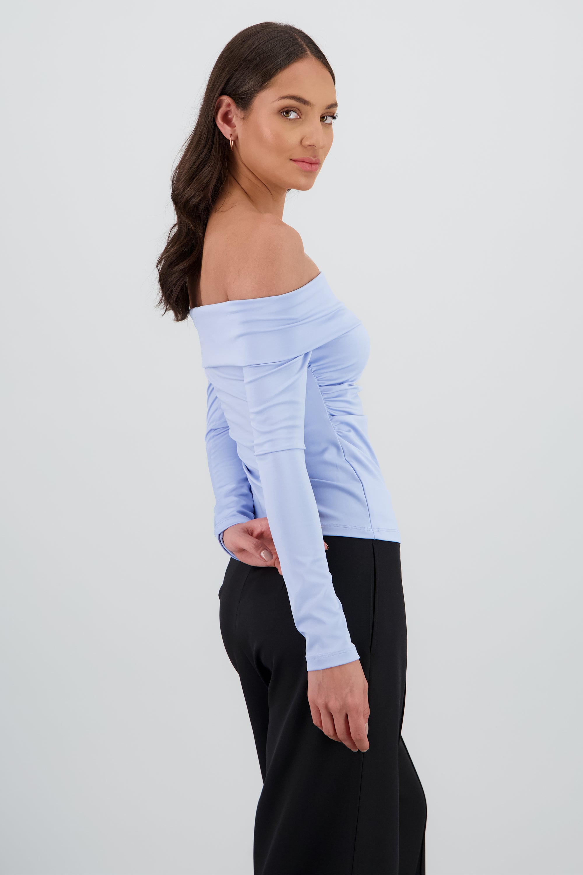 Top manga larga con dobles escote Hypsters AZUL CIELO