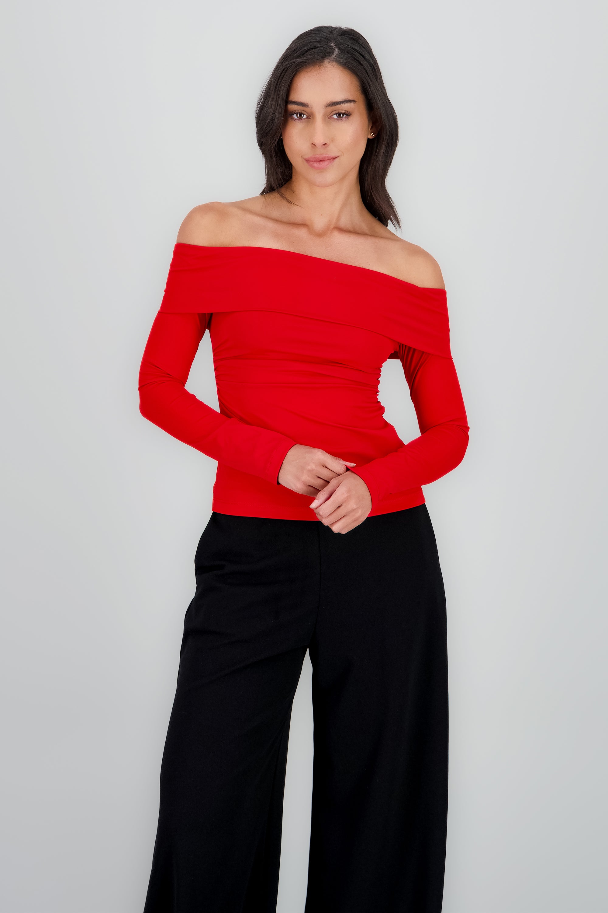 Top manga larga con dobles escote Hypsters ROJO