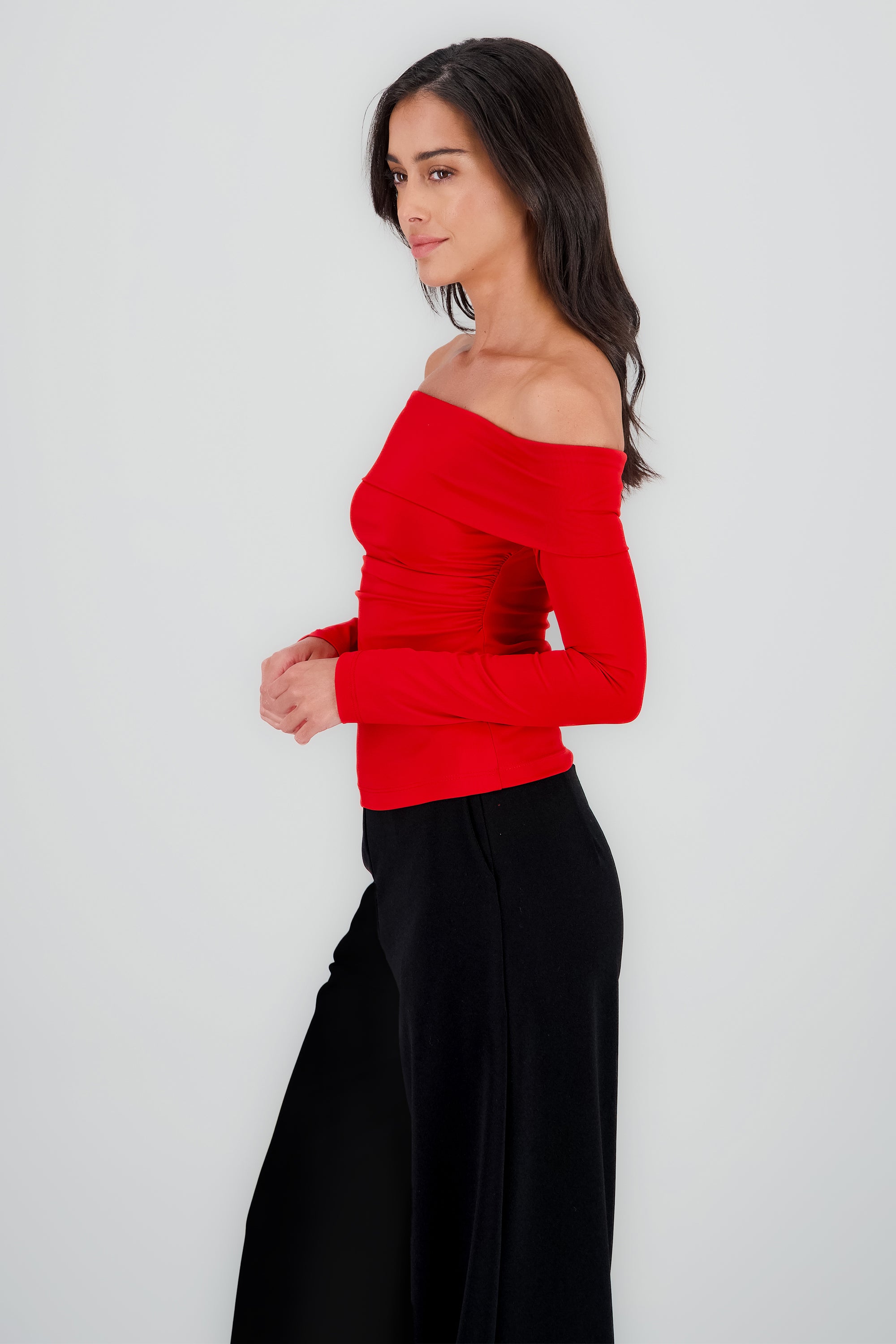 Top manga larga con dobles escote Hypsters ROJO