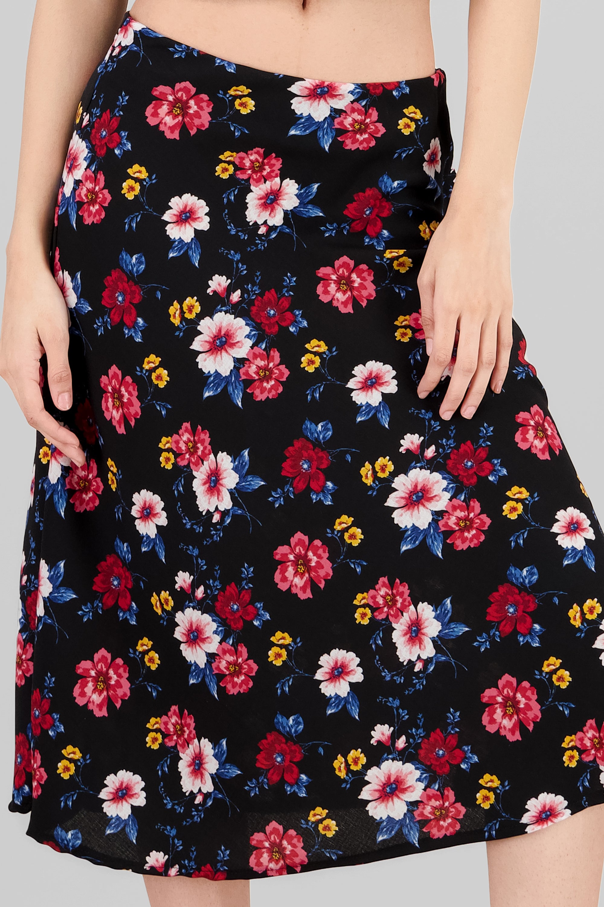 Falda midi flores NEGRO COMBO