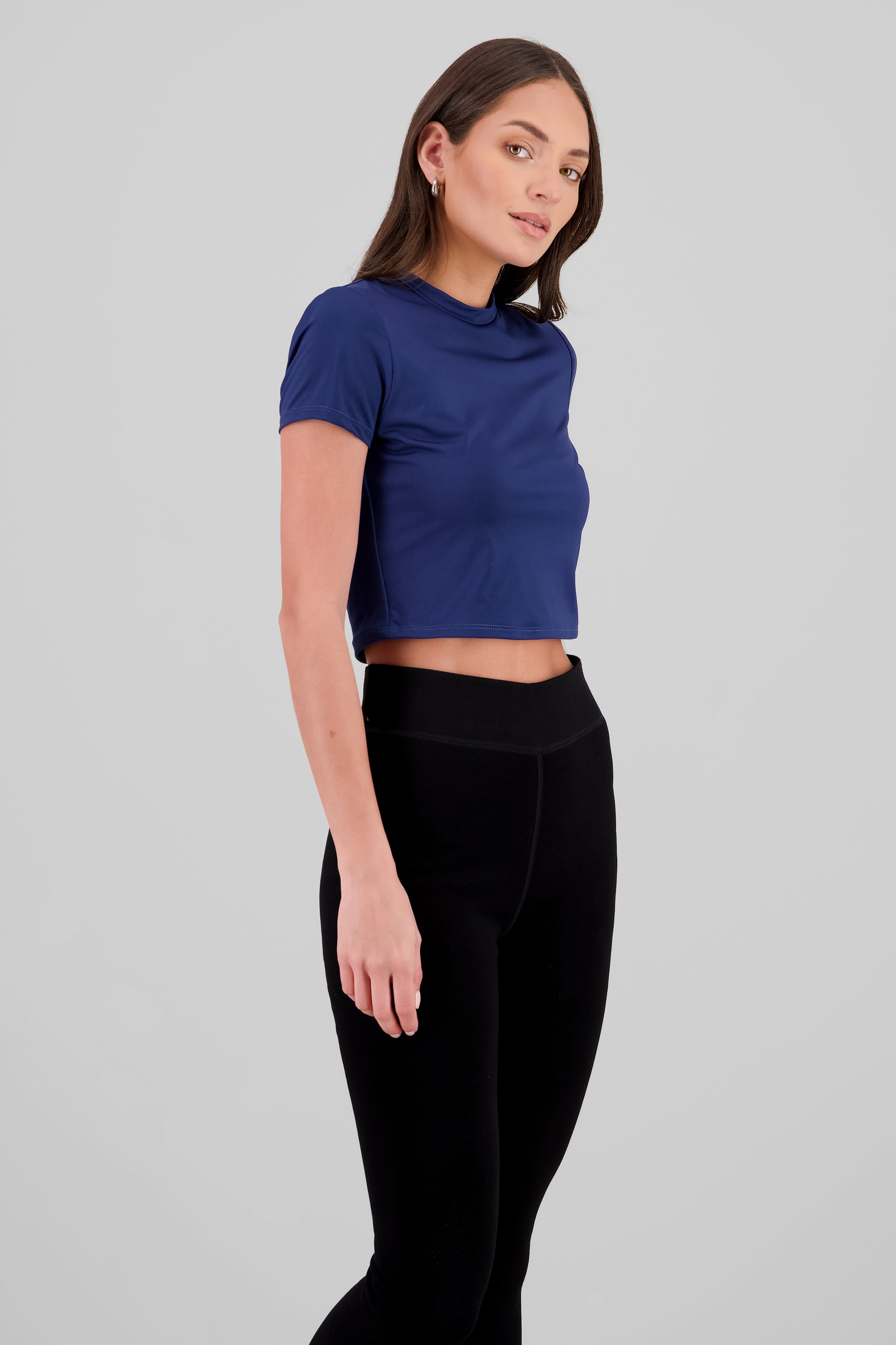 Top manga corta detalle cuello AZUL