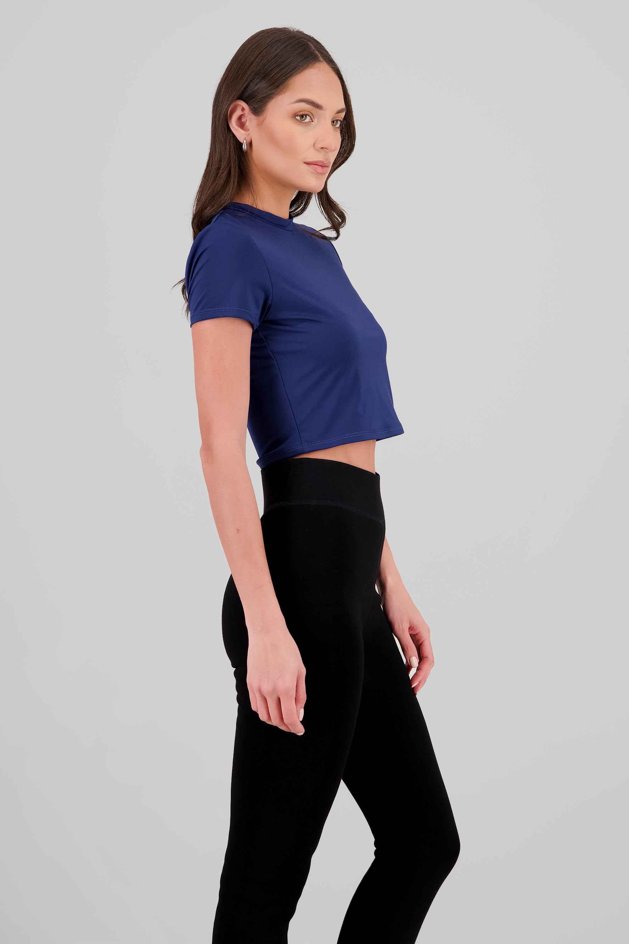 Top manga corta detalle cuello AZUL