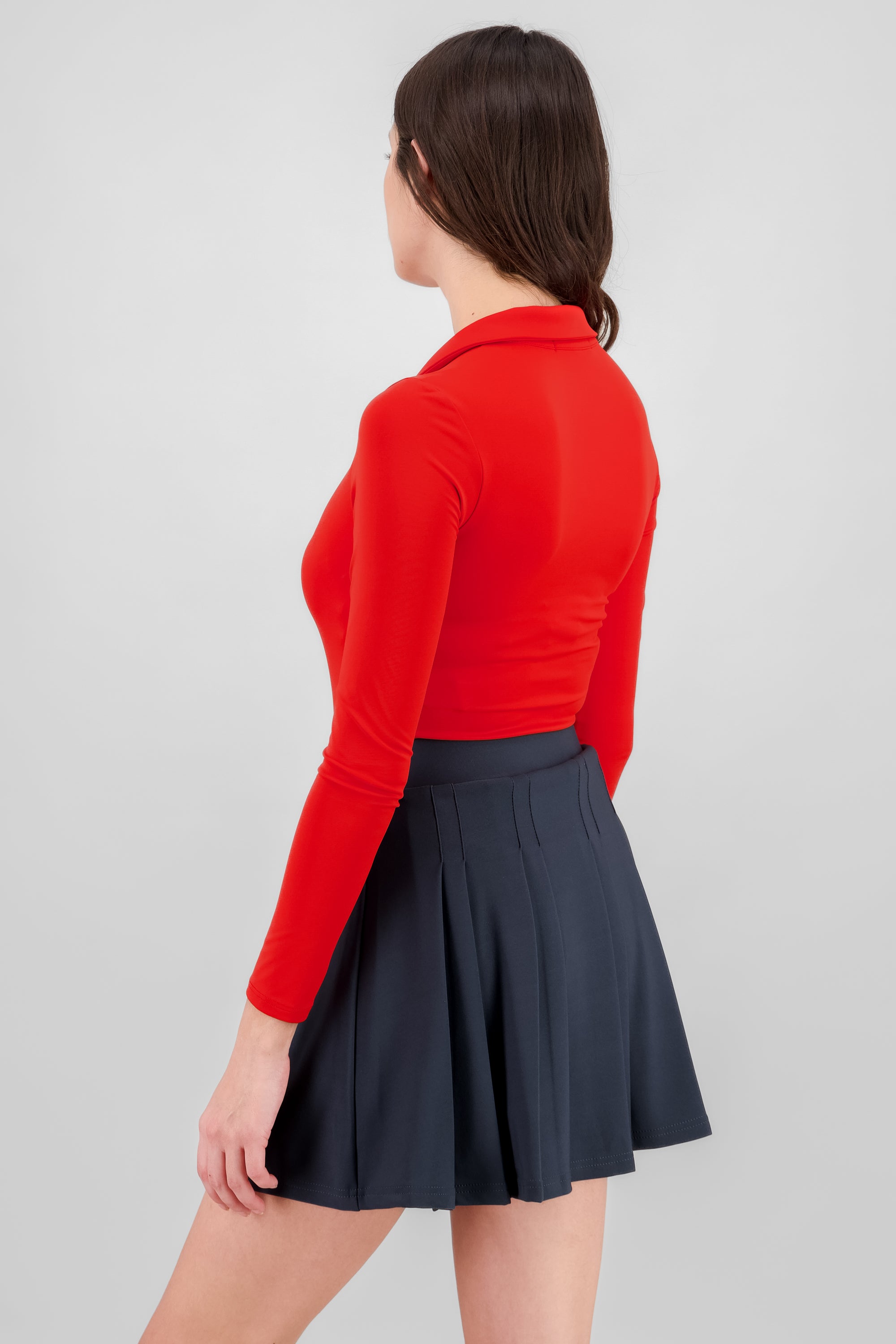 Body manga larga cuello polo ROJO